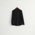 Kenneth Cole Men 16.5 L Casual Shirt Black Cotton Non Iton Stretch Long Sleeve Top