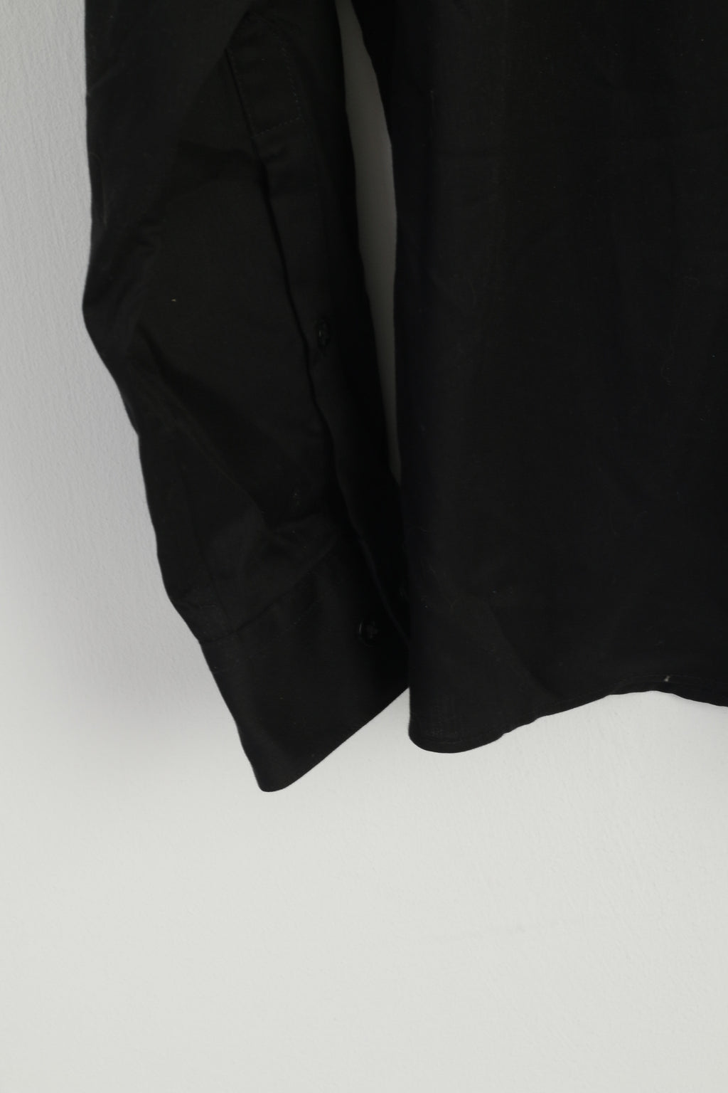 Kenneth Cole Men 16.5 L Casual Shirt Black Cotton Non Iton Stretch Long Sleeve Top
