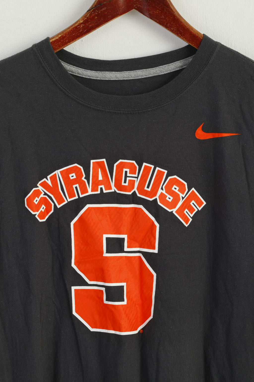 Nike Men M Shirt Grey Cotton Syracuse Basketball NCAA Sportswear Top