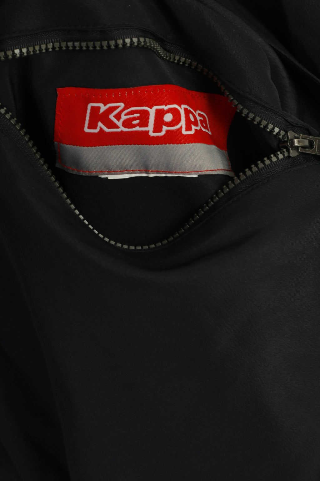 Kappa Men L Jacket Navy Beige Double Sided Fleece Removable Hood Zip Up Top