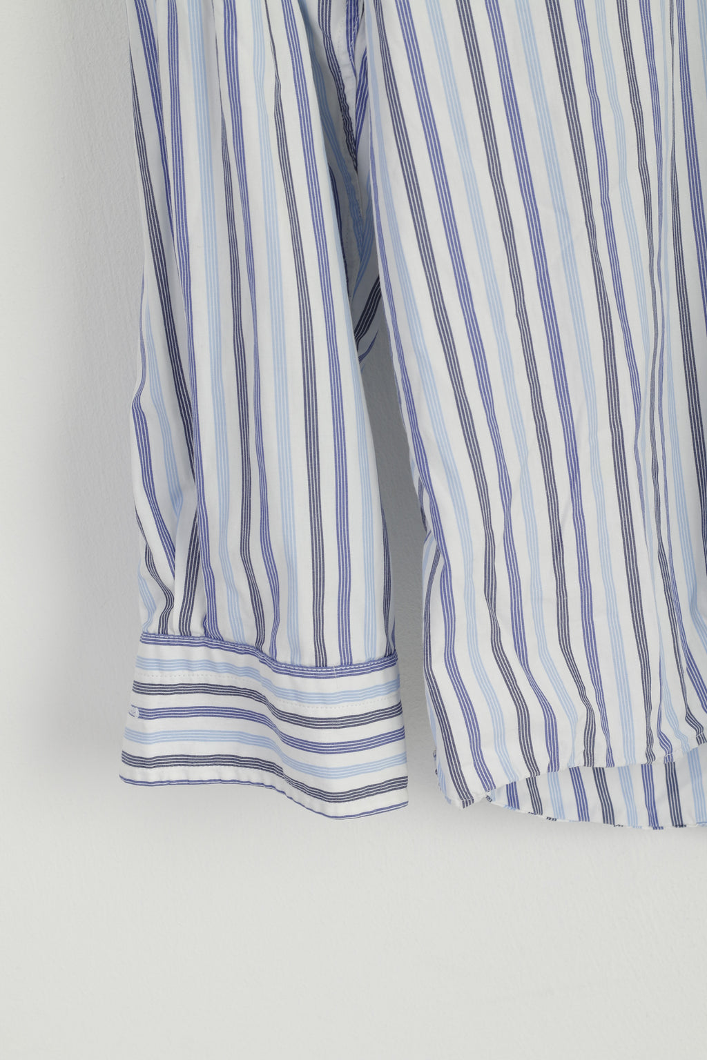GANT Men M Casual Shirt Blue Striped Cotton Regular Fit Long Sleeve Top