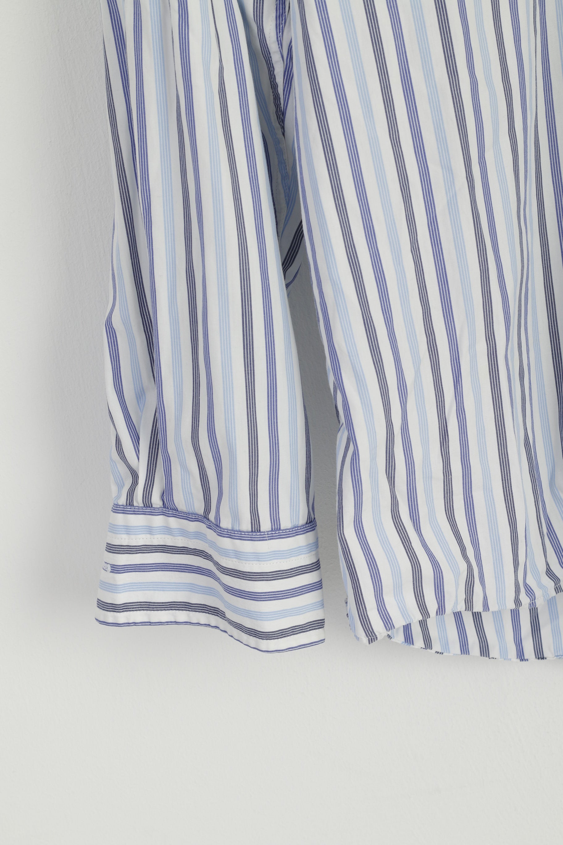 GANT Men M Casual Shirt Blue Striped Cotton Regular Fit Long Sleeve Top