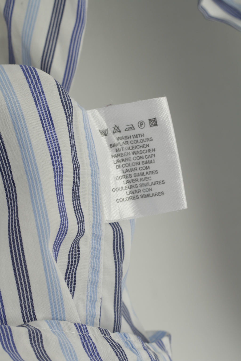 GANT Men M Casual Shirt Blue Striped Cotton Regular Fit Long Sleeve Top