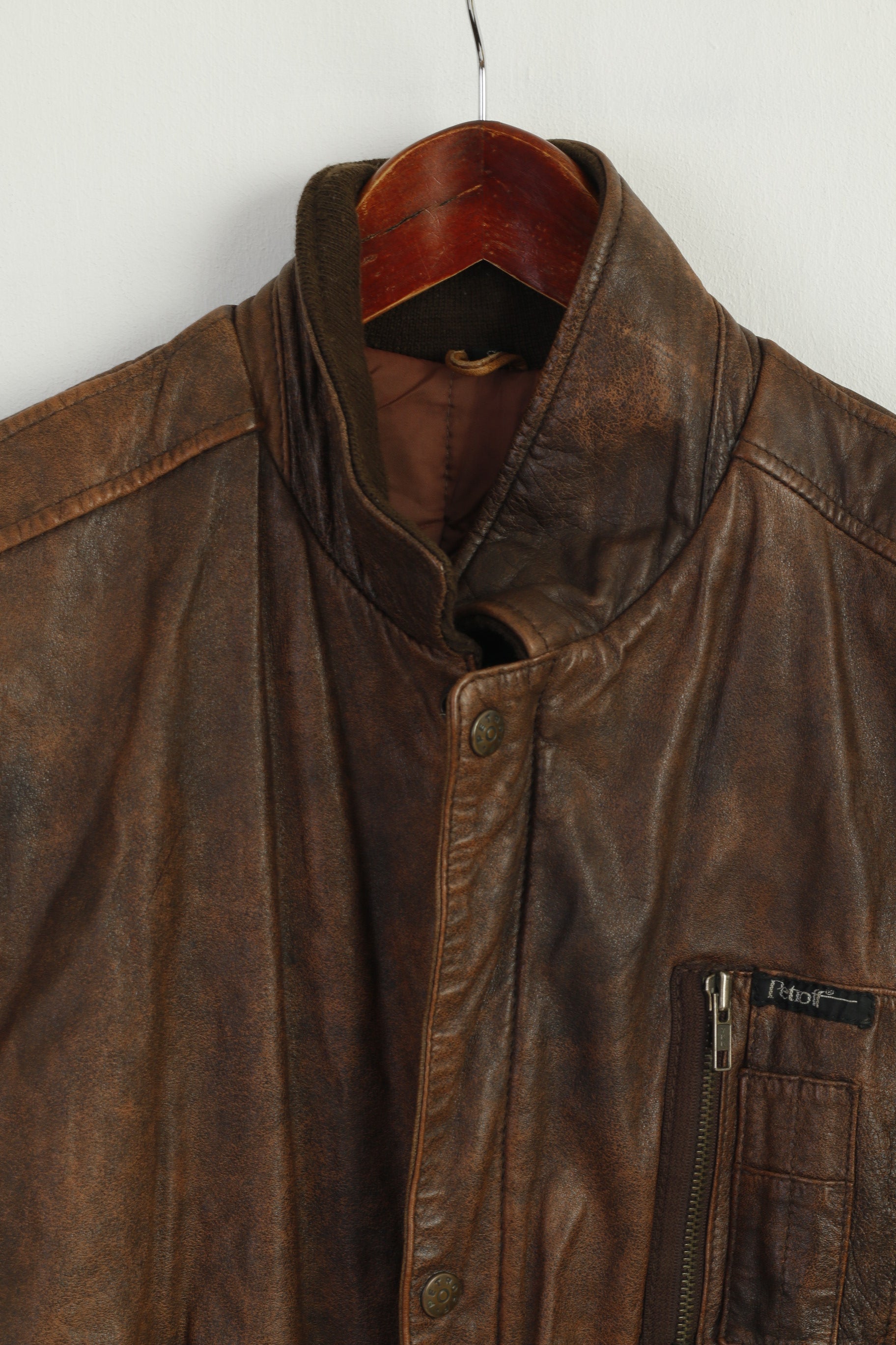 Petroff Paris New York Men S Waistcoat Brown Leasther Zip Up Vintage Classic Vest