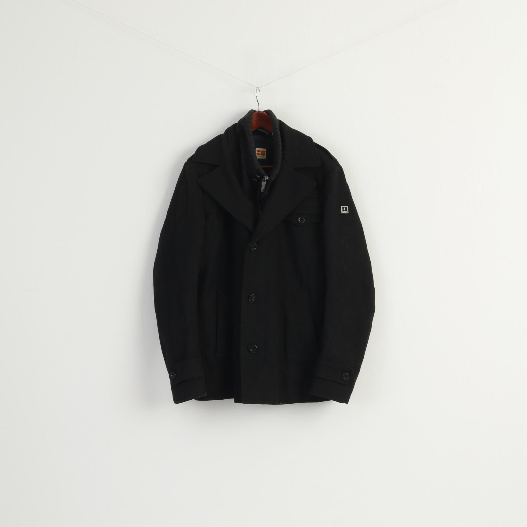 Boss Orange Men 42 52 M Jacket Black Wool Zip Up Classic Thermore Rinnova Ofanta Top