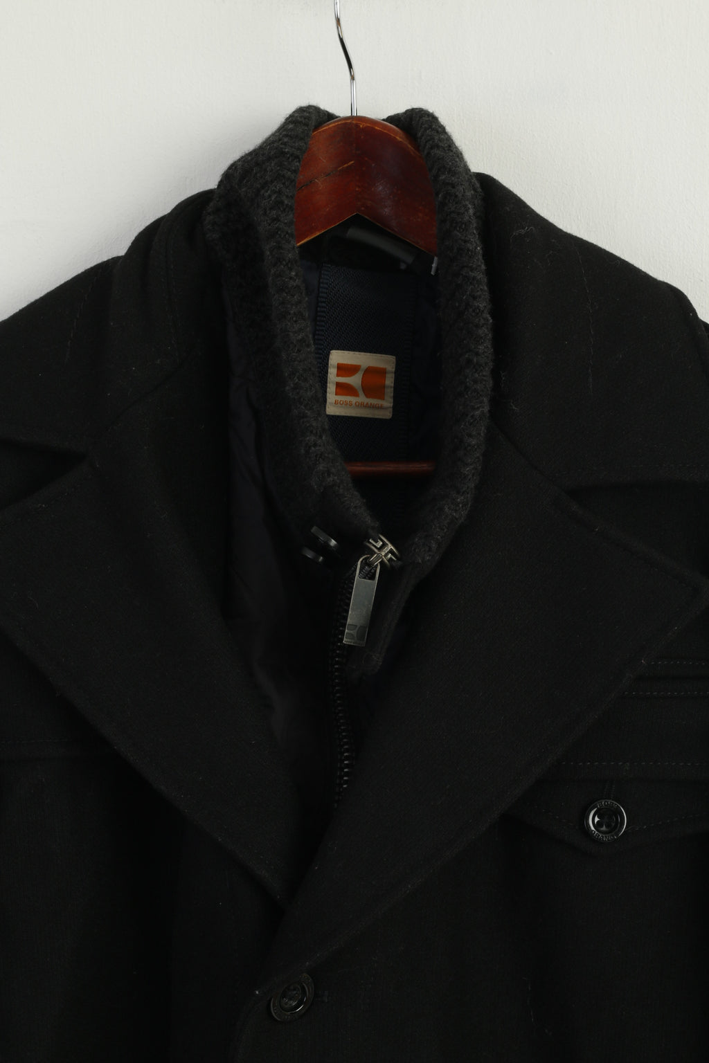 Boss Orange Men 42 52 M Jacket Black Wool Zip Up Classic Thermore Rinnova Ofanta Top