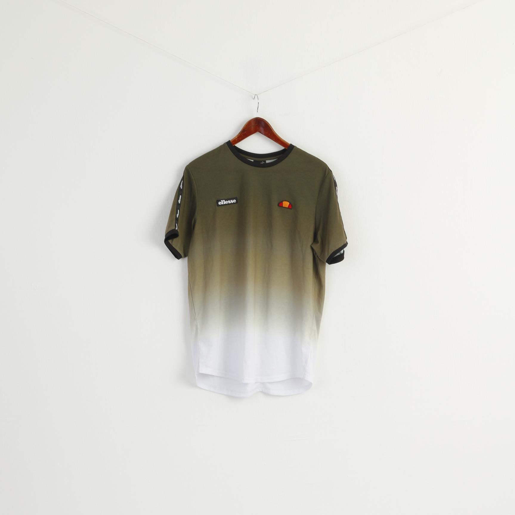 Ellesse Men XL T-Shirt Green Polyester Sportswear Crew Neck Sport Top