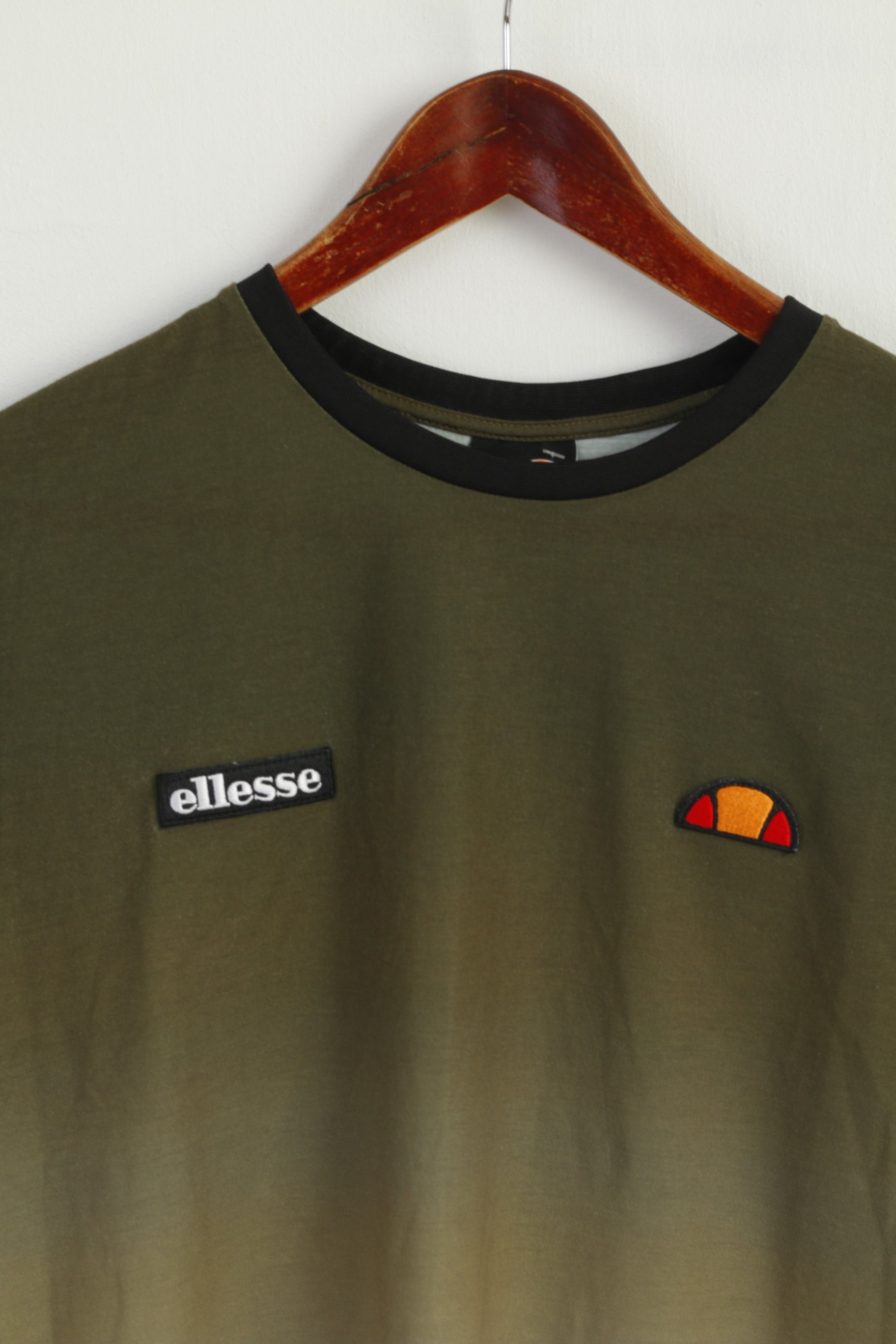 Ellesse Men XL T-Shirt Green Polyester Sportswear Crew Neck Sport Top