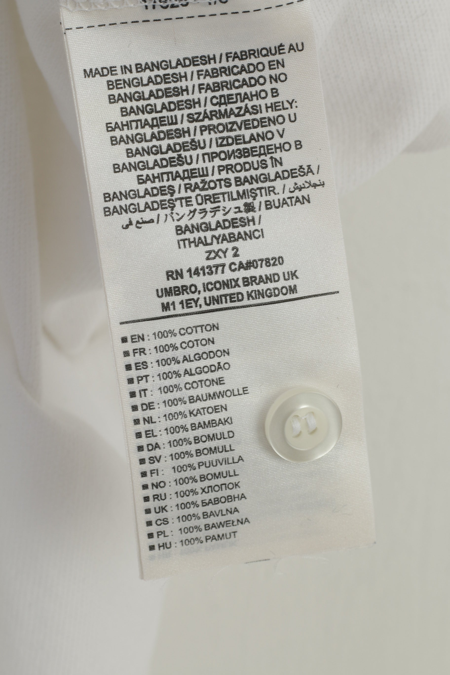 Umbro Polo da uomo L Colletto in cotone bianco Inghilterra Top a maniche corte