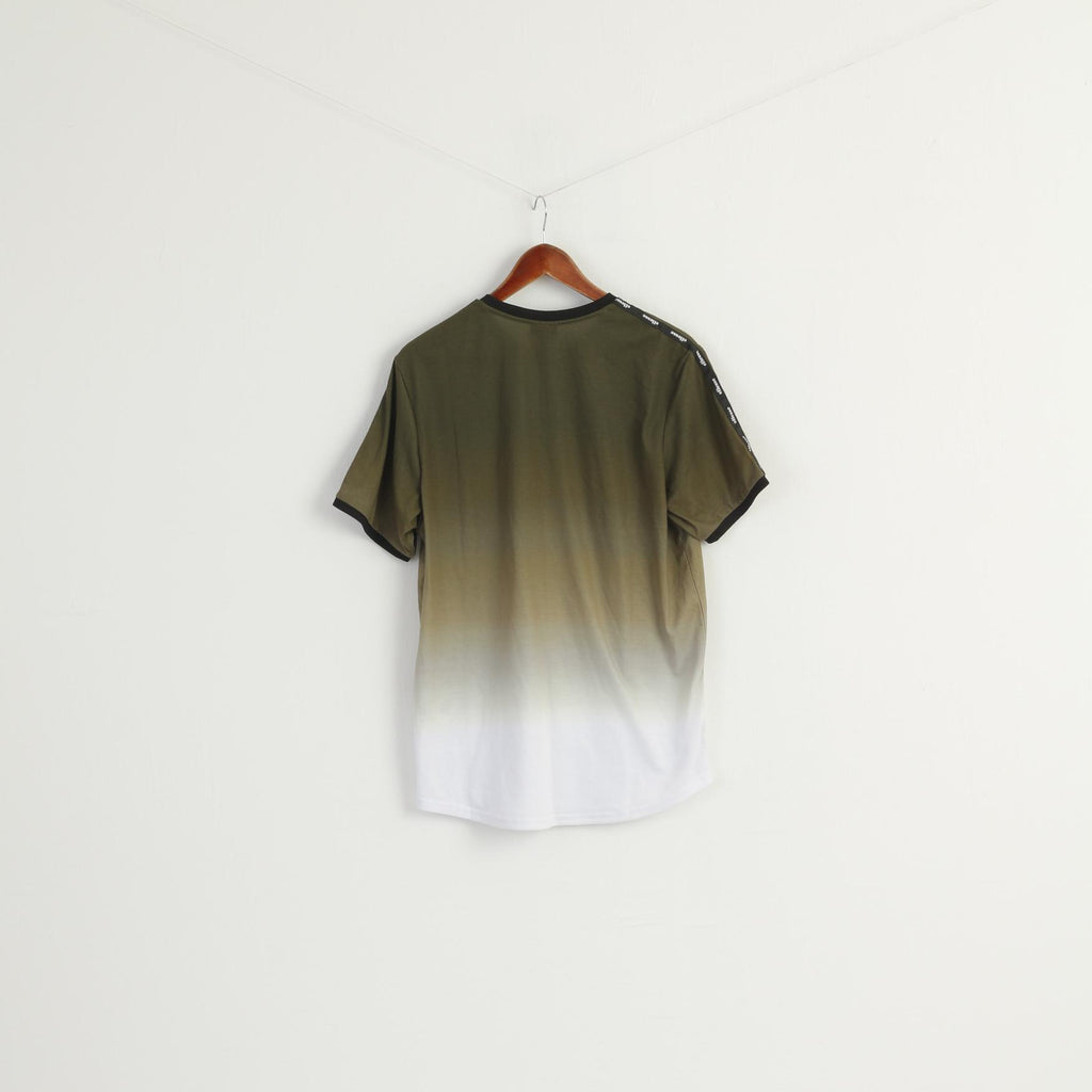 Ellesse Men XL T-Shirt Green Polyester Sportswear Crew Neck Sport Top