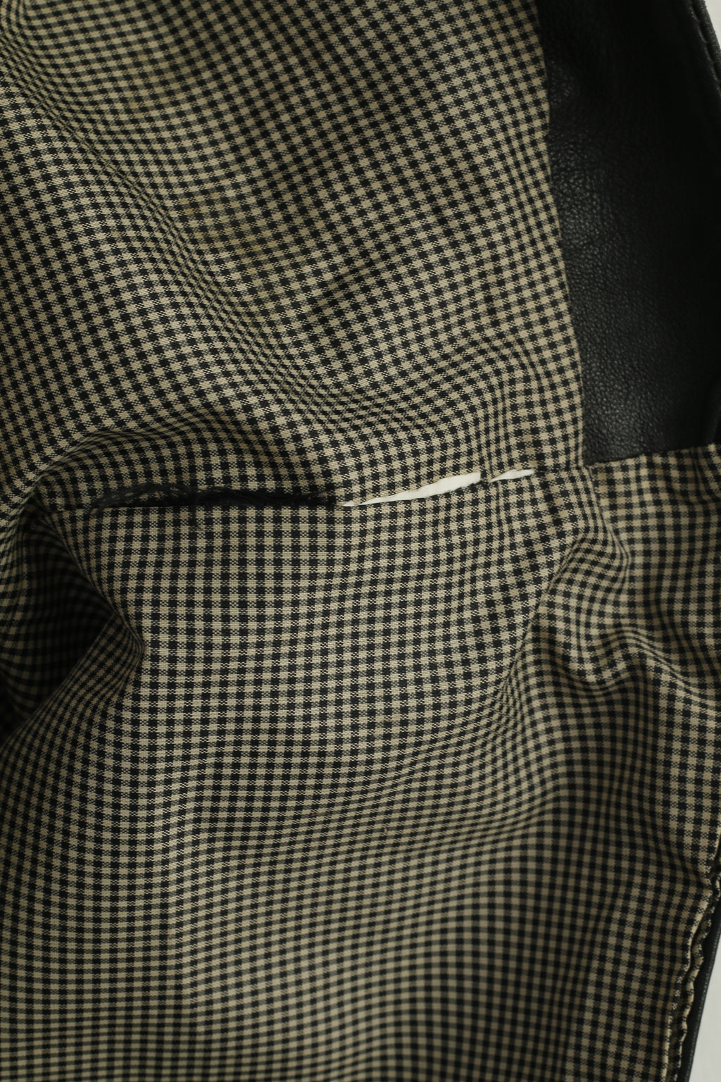 Vintage Men XL Waistcoat Black Soft Leather Detailed Buttons Casual Vest