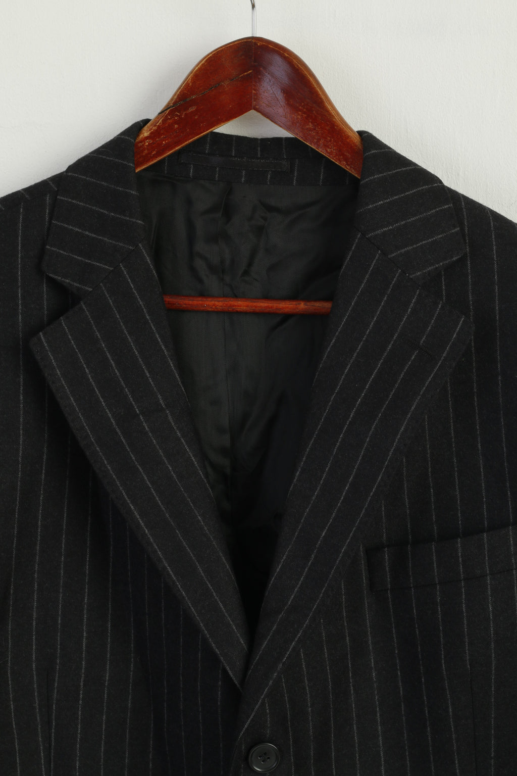 Ermenegildo Zegna Men 44 Blazer Charcoal Striped Wool Woven in Italy Vintage Jacket