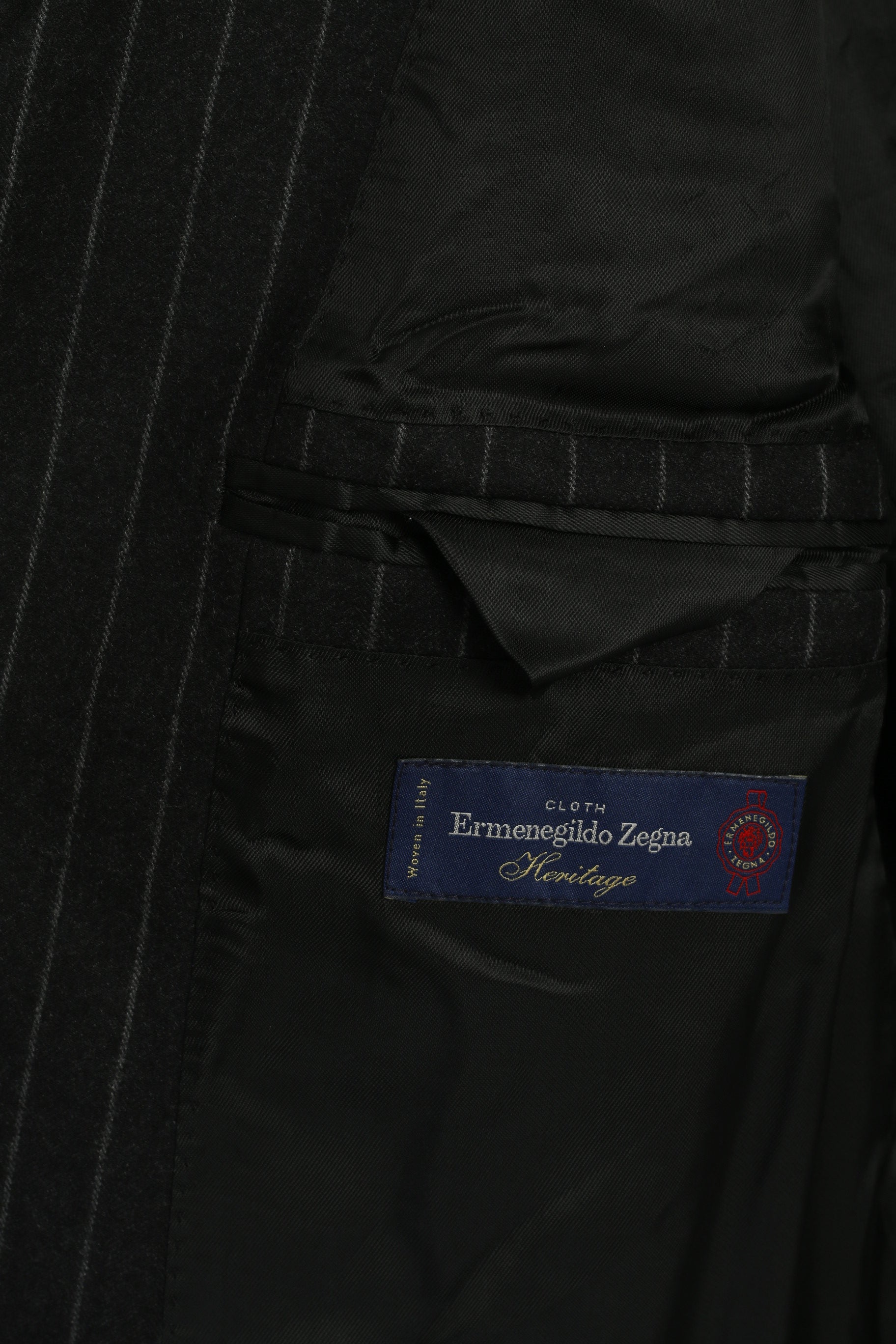 Ermenegildo Zegna Men 44 Blazer Charcoal Striped Wool Woven in Italy Vintage Jacket