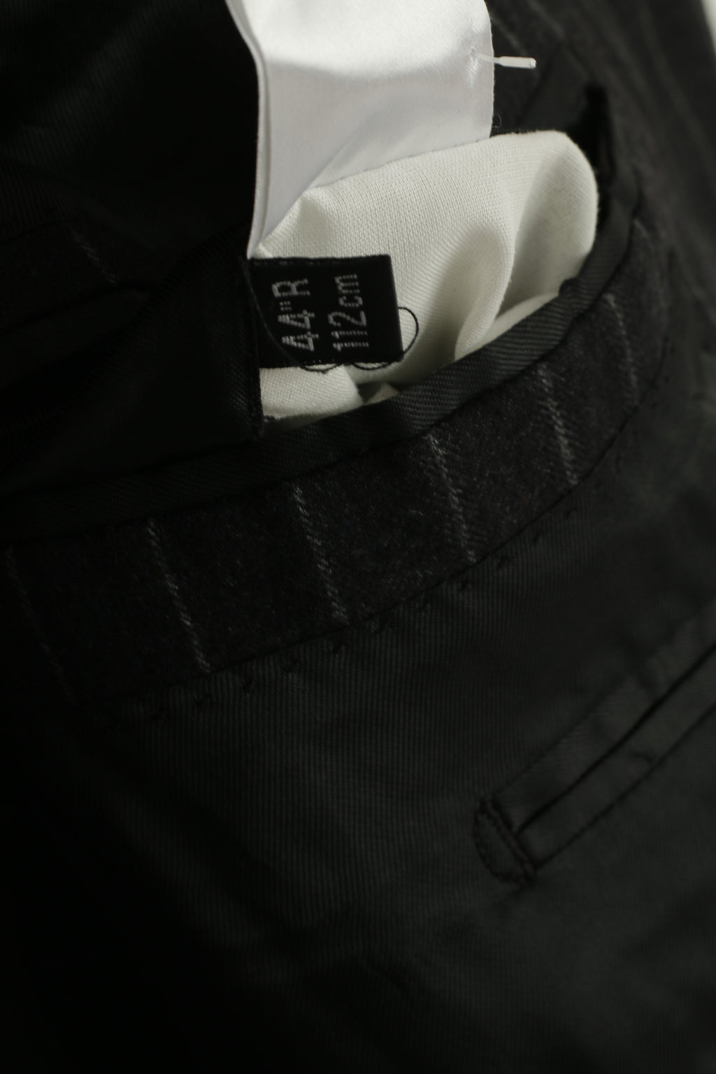 Ermenegildo Zegna Men 44 Blazer Charcoal Striped Wool Woven in Italy Vintage Jacket