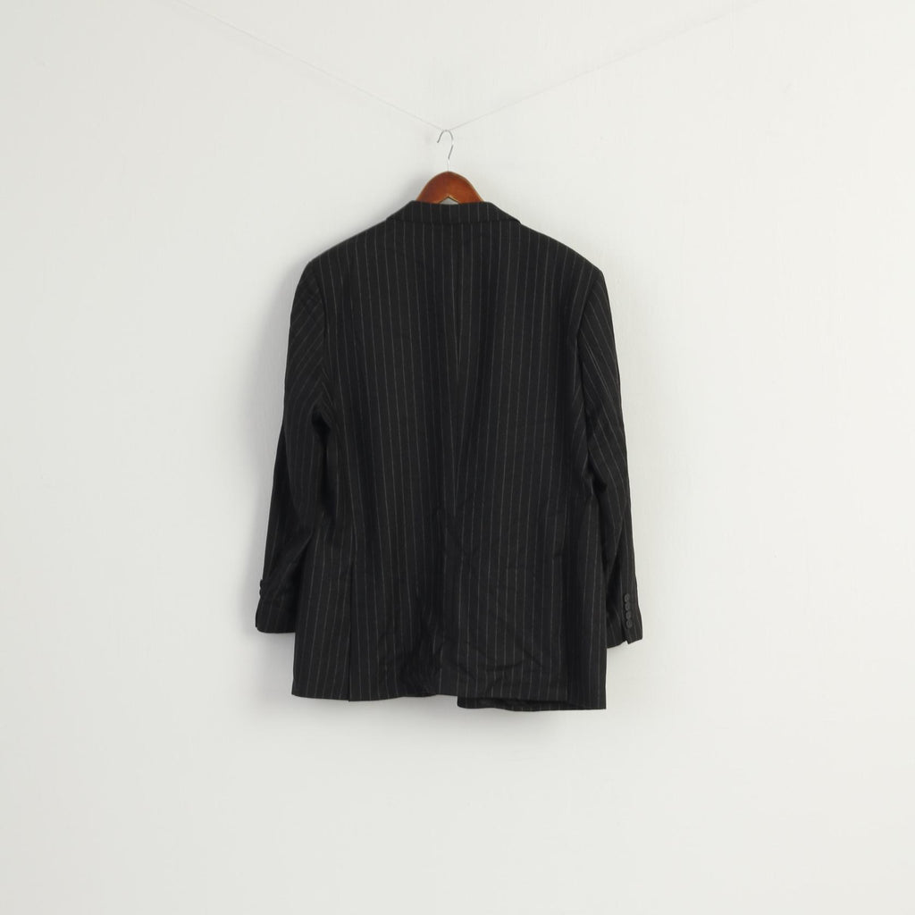 Ermenegildo Zegna Men 44 Blazer Charcoal Striped Wool Woven in Italy Vintage Jacket