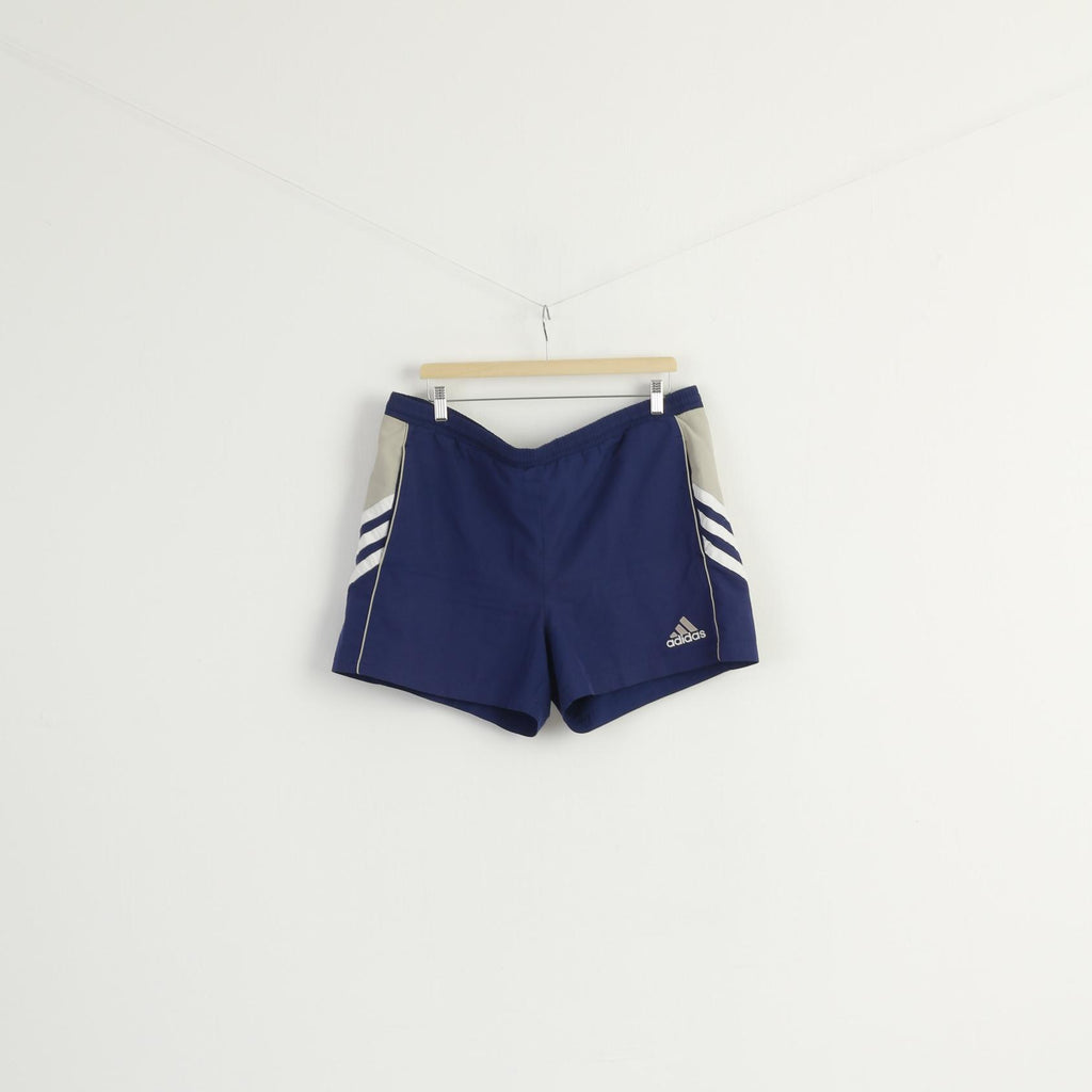 Adidas Men L Shorts Navy Vintage 2000 Sportswear Retro Drawstling