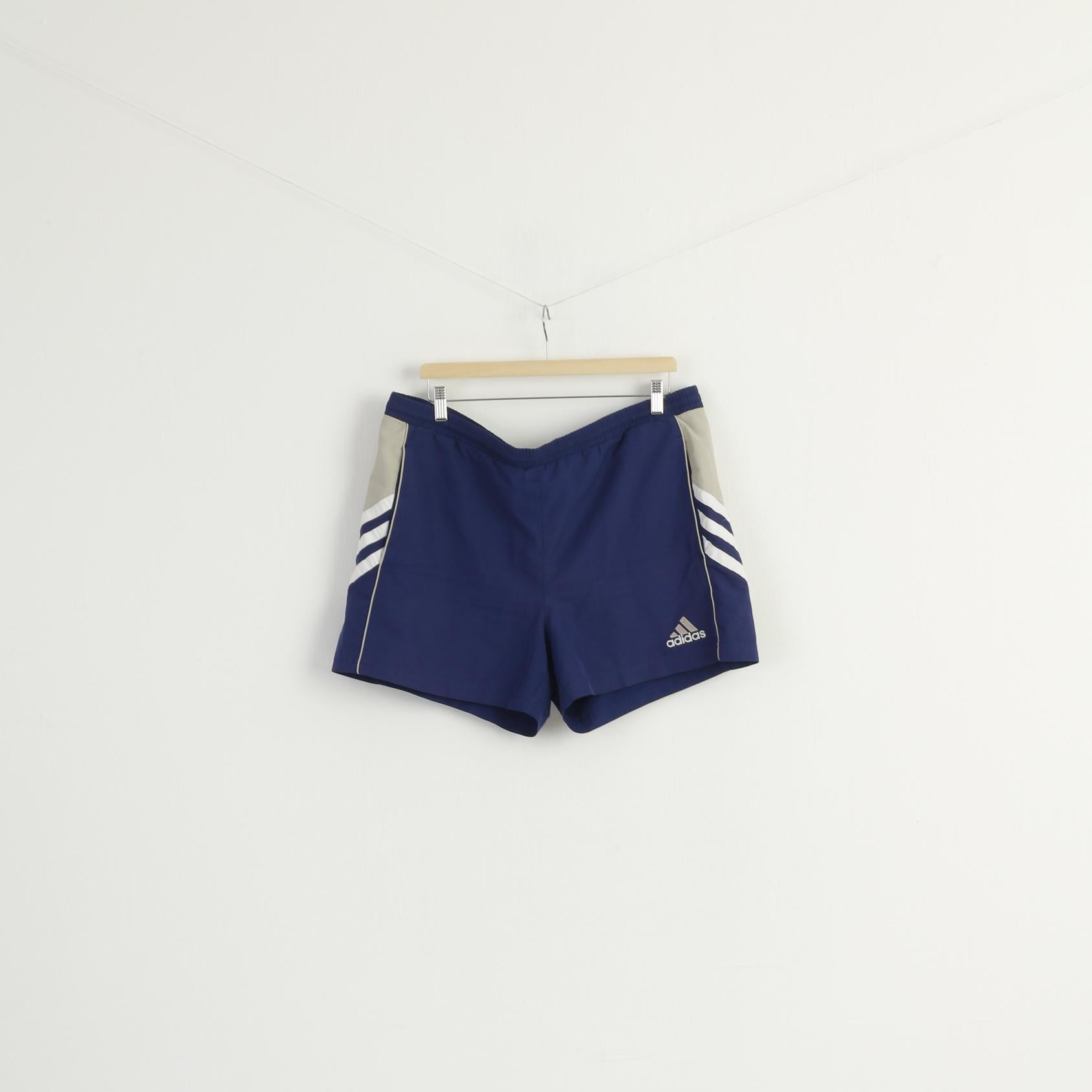 Adidas Men L Shorts Navy Vintage 2000 Sportswear Retro Drawstling