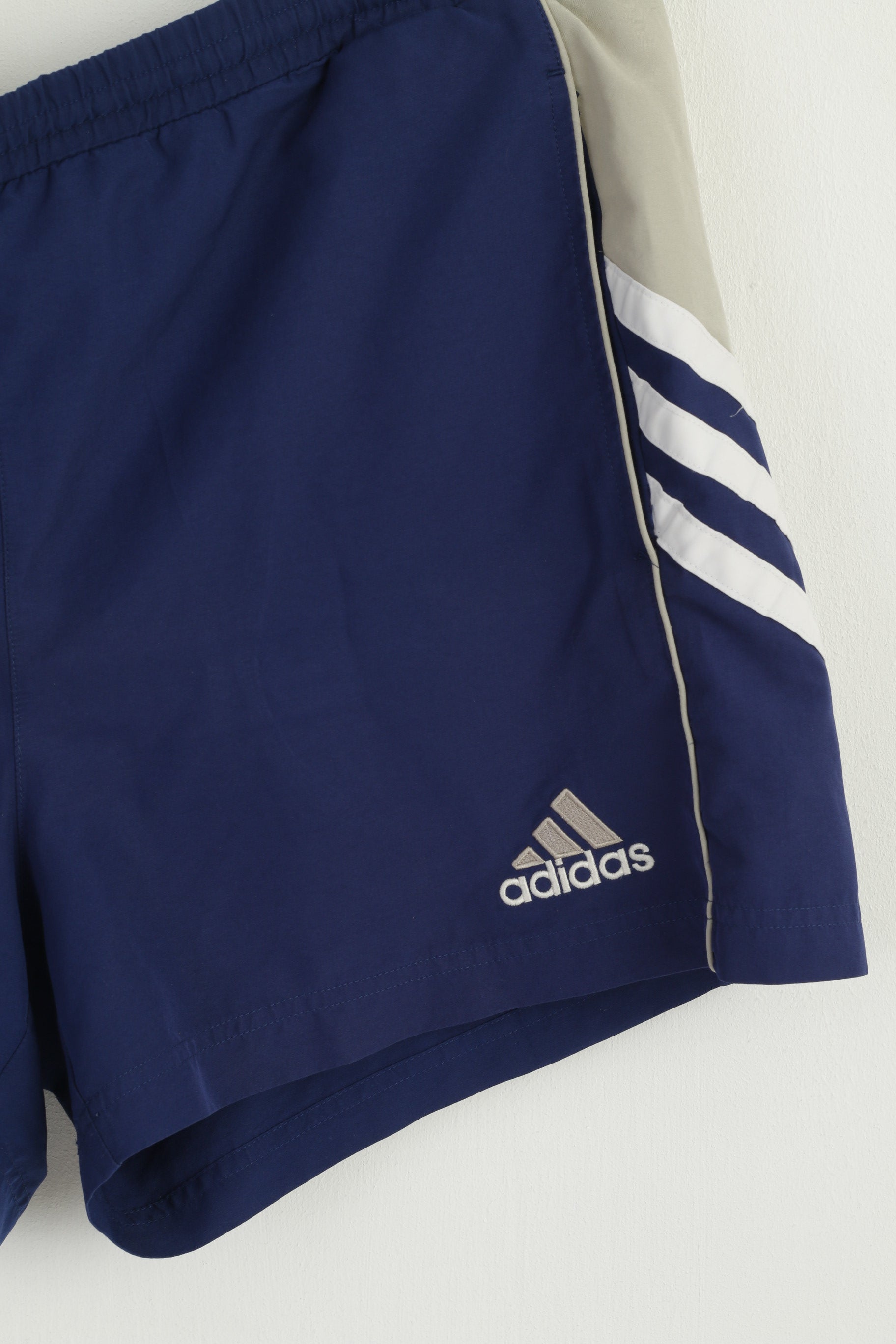 Adidas Men L Shorts Navy Vintage 2000 Sportswear Retro Drawstling