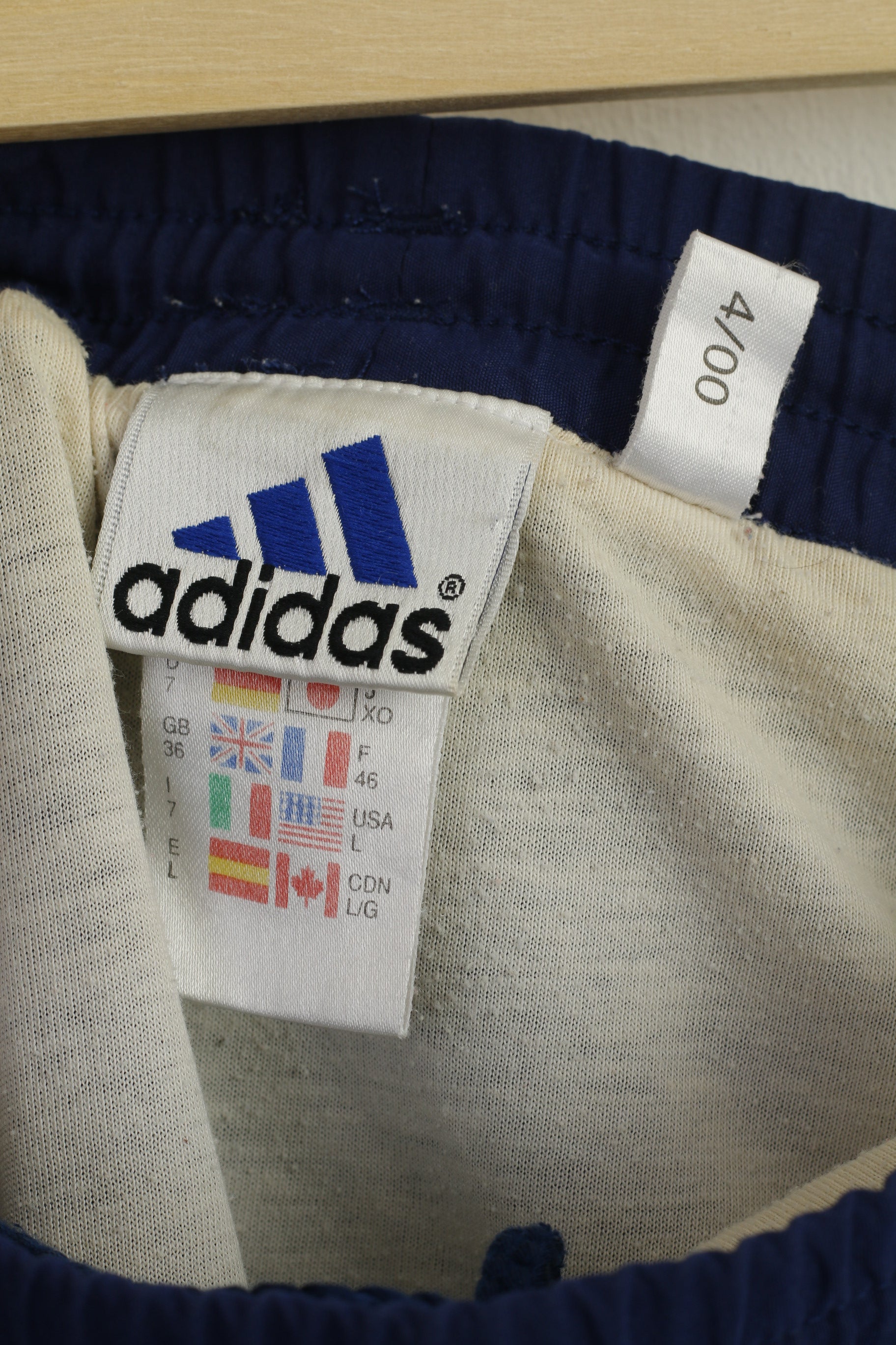 Adidas Men L Shorts Navy Vintage 2000 Sportswear Retro Drawstling