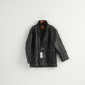 New Gruppo V Men L Jacket Black Faux Leather Made in Italy Shearling Lined Coat