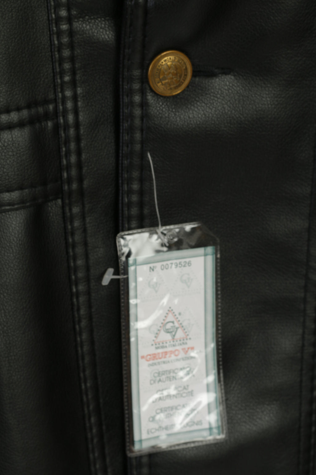 New Gruppo V Men L Jacket Black Faux Leather Made in Italy Shearling Lined Coat