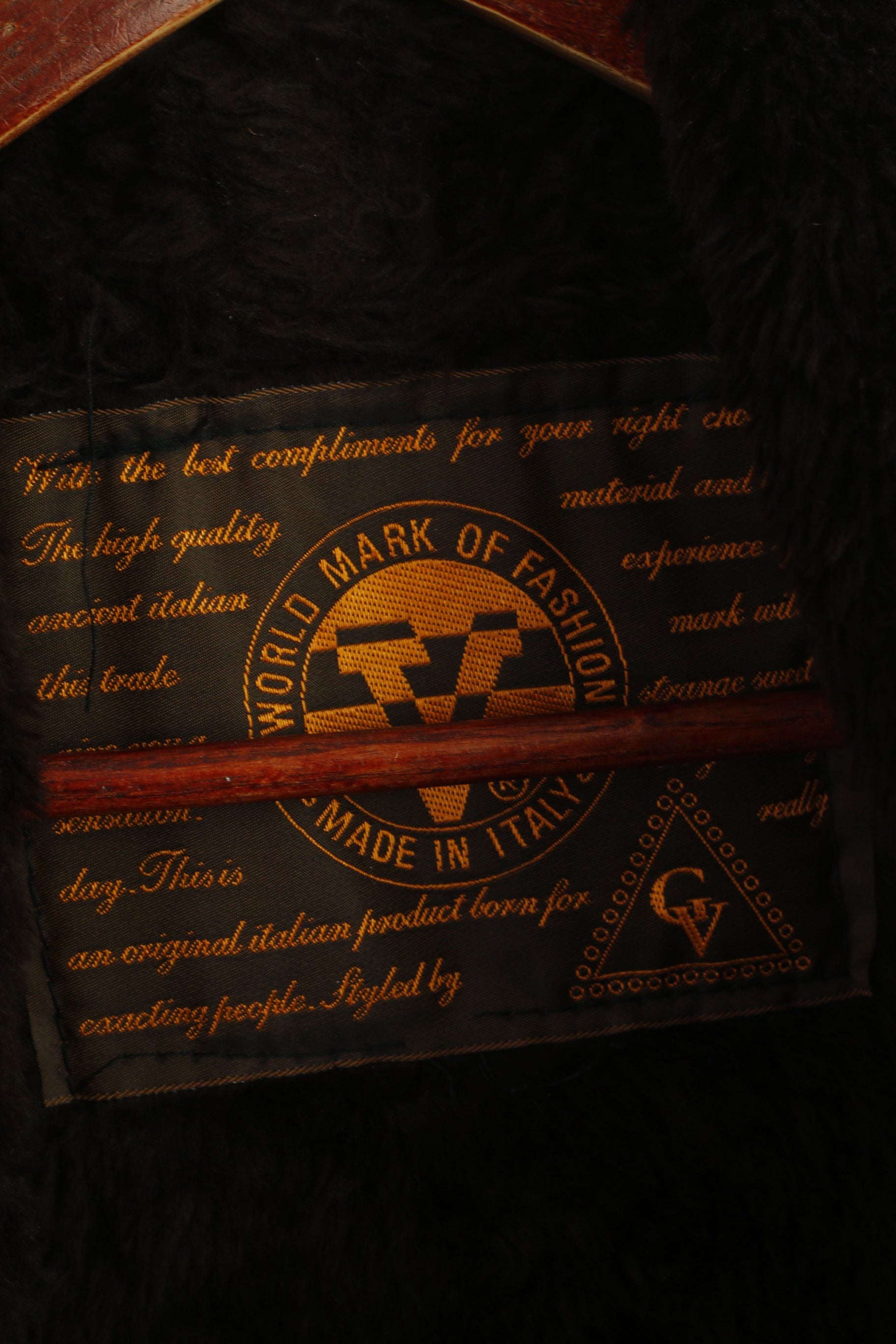 New Gruppo V Men L Jacket Black Faux Leather Made in Italy Shearling Lined Coat