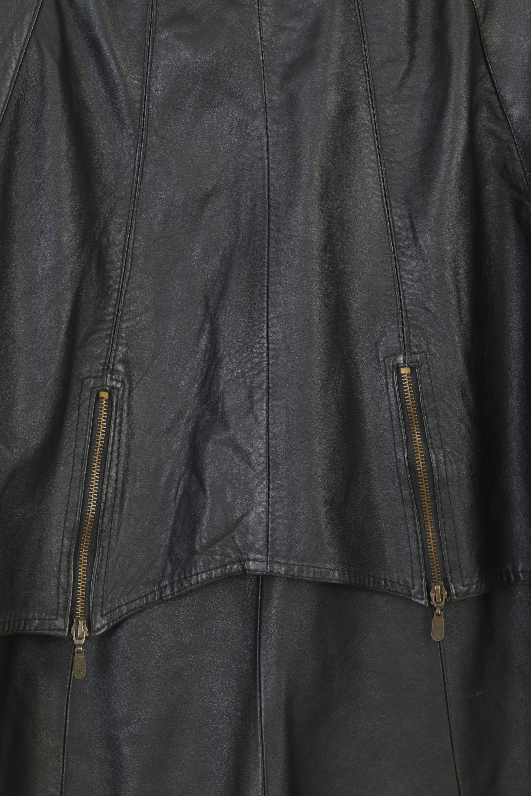 Alberto Tesatti Creation Woman XL Leather Jacket Black Full Zipper Collar Shoulder Pads Vintage
