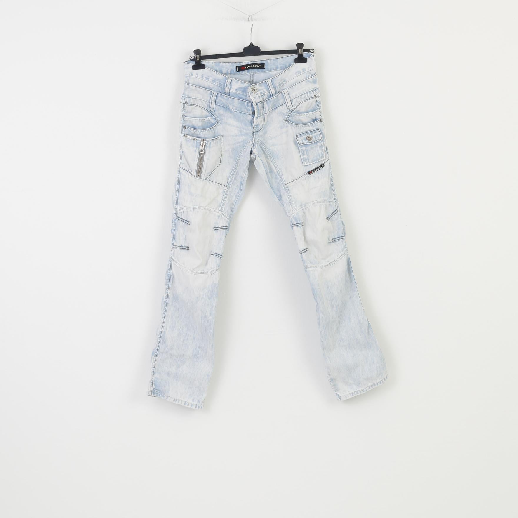 Cipo&Baxx Men 32 34 Trousers Jeans Blue Washed Look Cotton Pockets Bottoms Low Waist Vintage Top