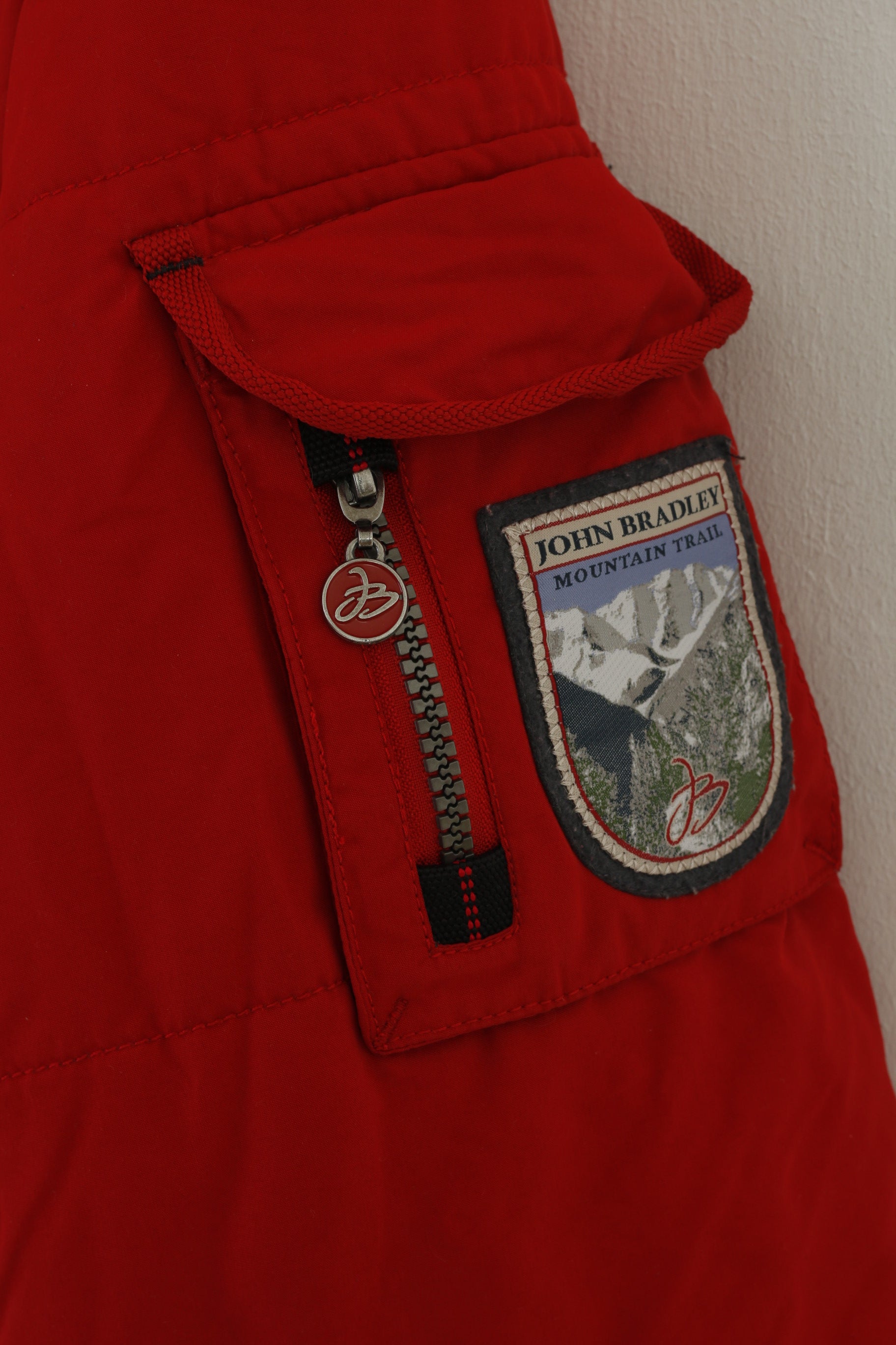 John Bradley Men 54 L Jacket Red Padded Mountain Trail Winter Zip Up Active Top