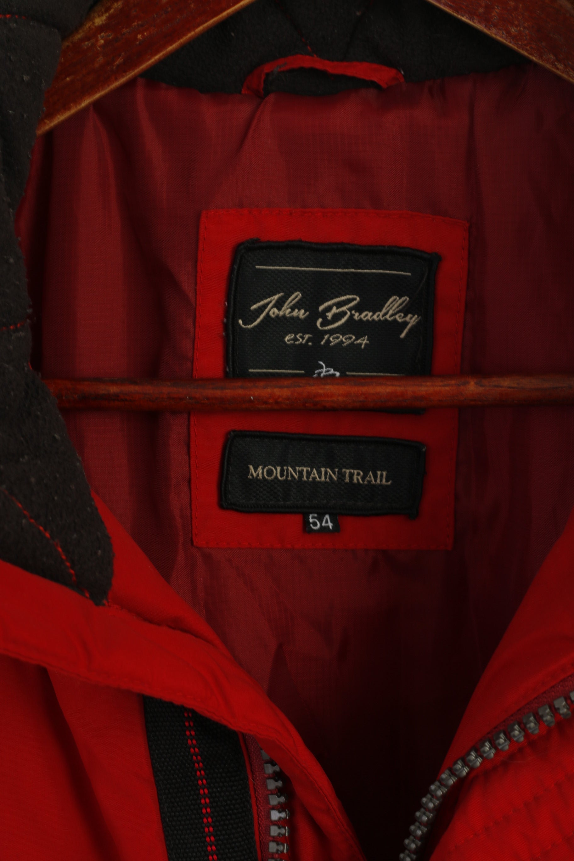 John Bradley Men 54 L Jacket Red Padded Mountain Trail Winter Zip Up Active Top