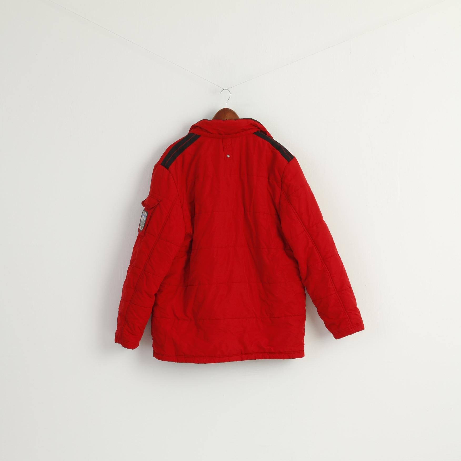 John Bradley Men 54 L Jacket Red Padded Mountain Trail Winter Zip Up Active Top