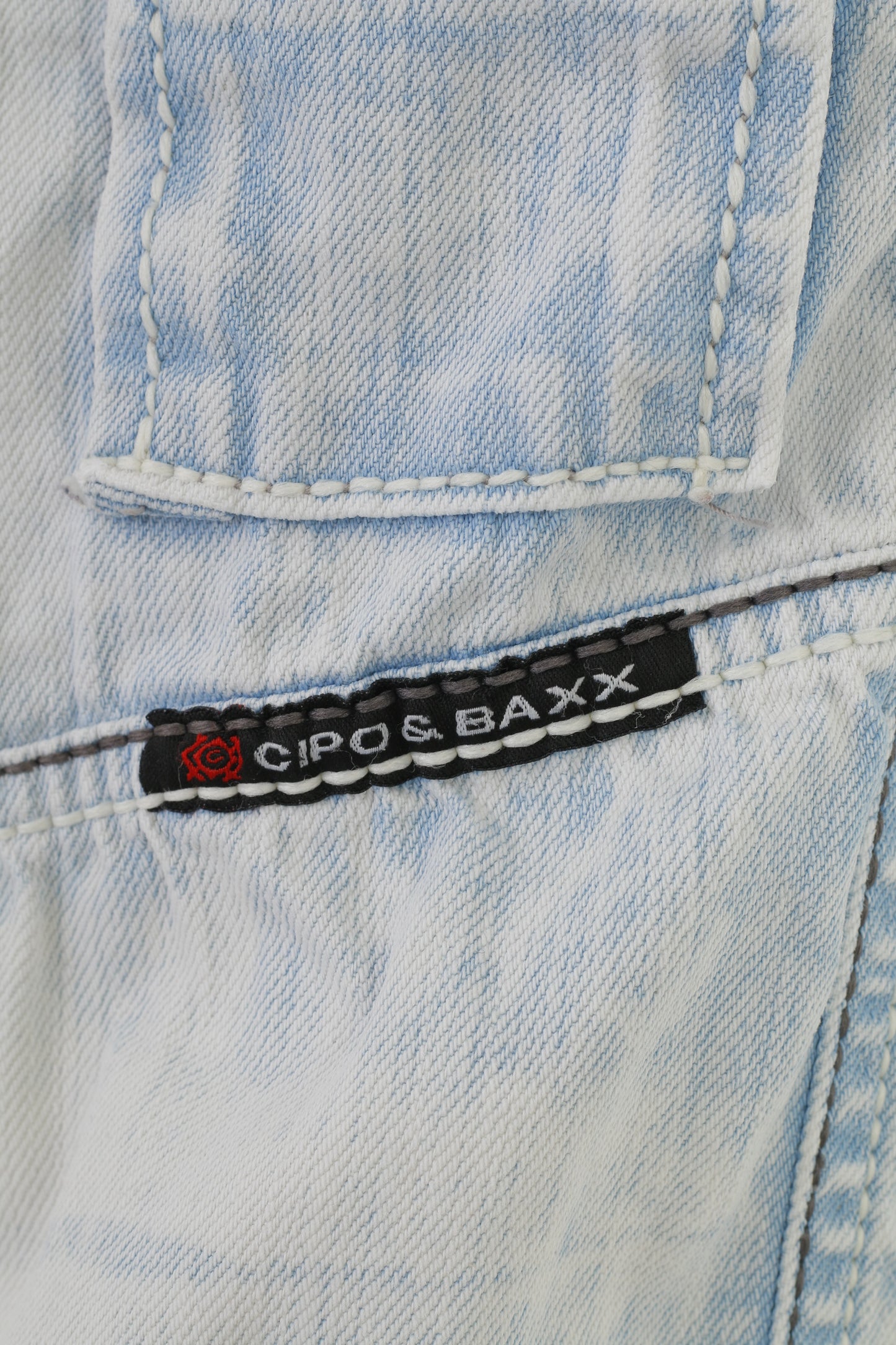 Cipo&Baxx Men 32 Trousers Jeans Blue Washed Look Cotton Pockets Bottoms Low Waist Vintage