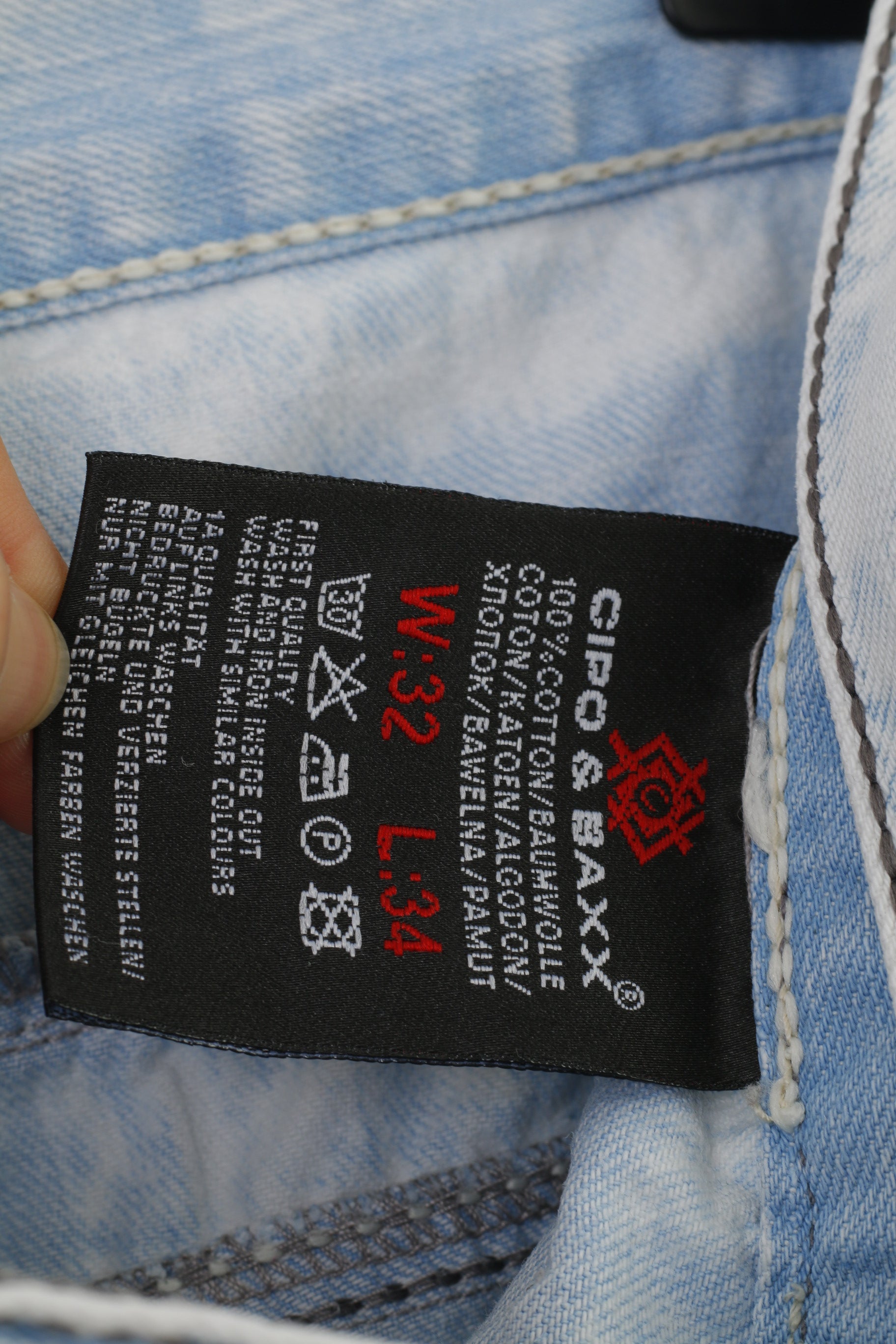 Cipo&Baxx Men 32 Trousers Jeans Blue Washed Look Cotton Pockets Bottoms Low Waist Vintage