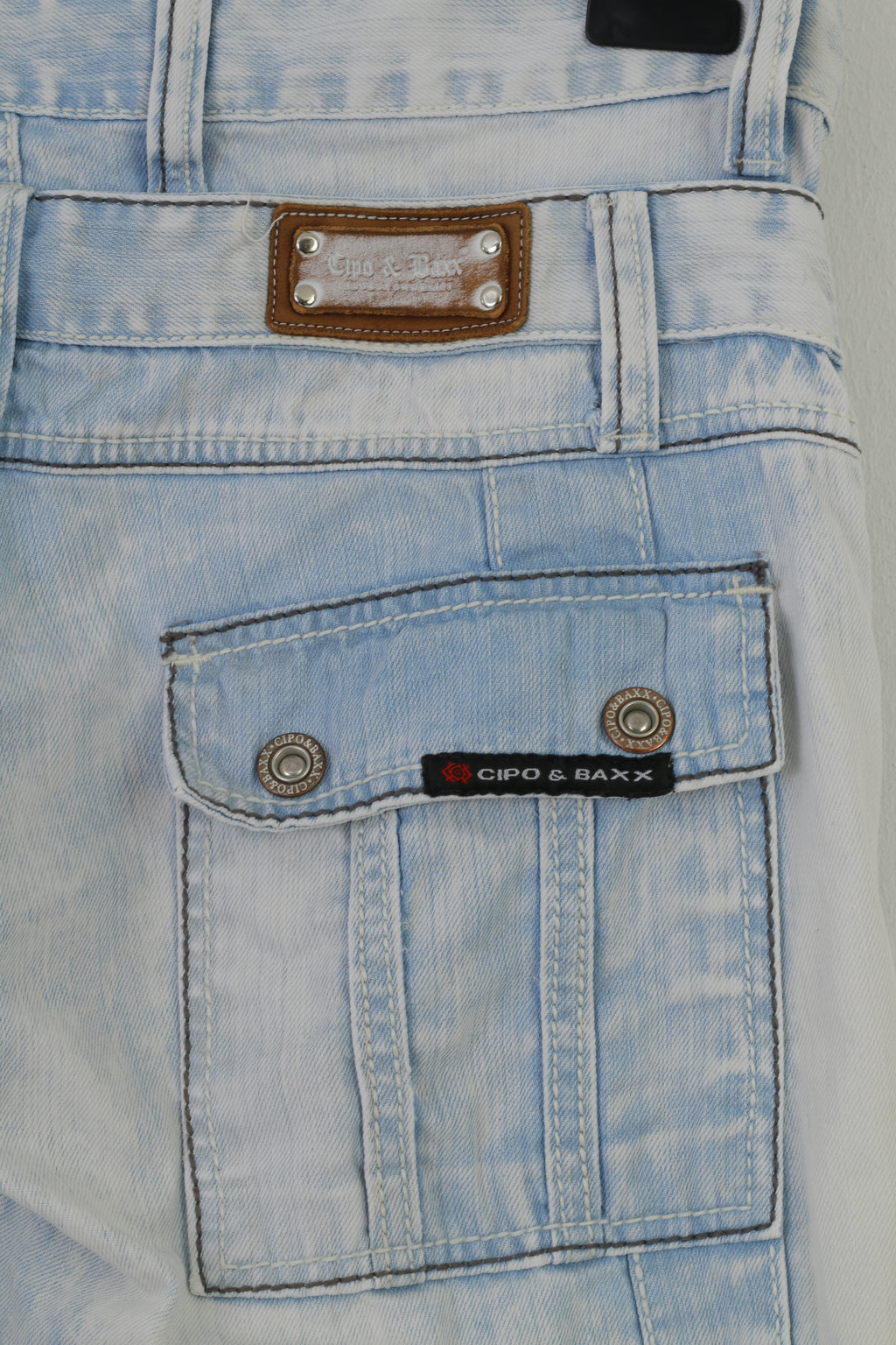 Cipo&Baxx Men 32 Trousers Jeans Blue Washed Look Cotton Pockets Bottoms Low Waist Vintage
