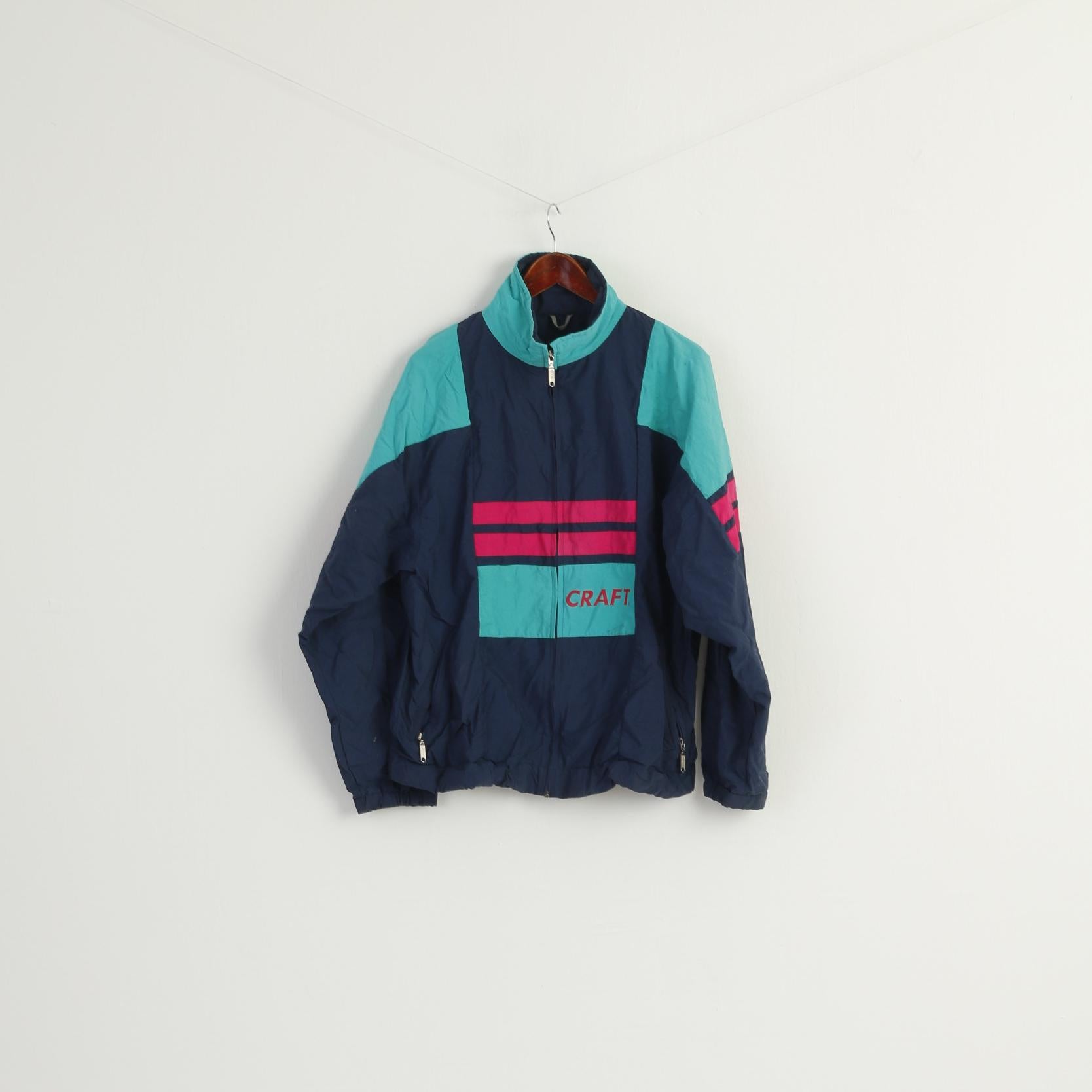 CRAFT Men L Jacket Navy Nylon Tactel Vintage Zip Up Sport Active Top