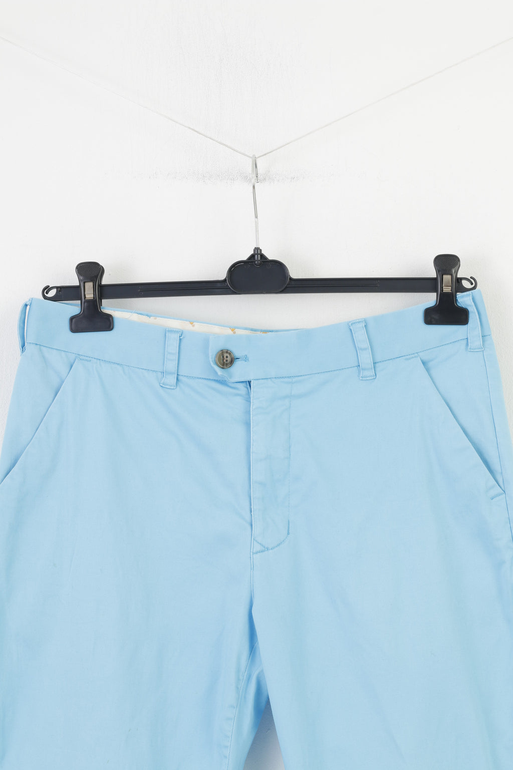 Loud Mouth Hommes 34 Pantalon Bleu Élégant Coton Poches Passants De Ceinture Jambe Large