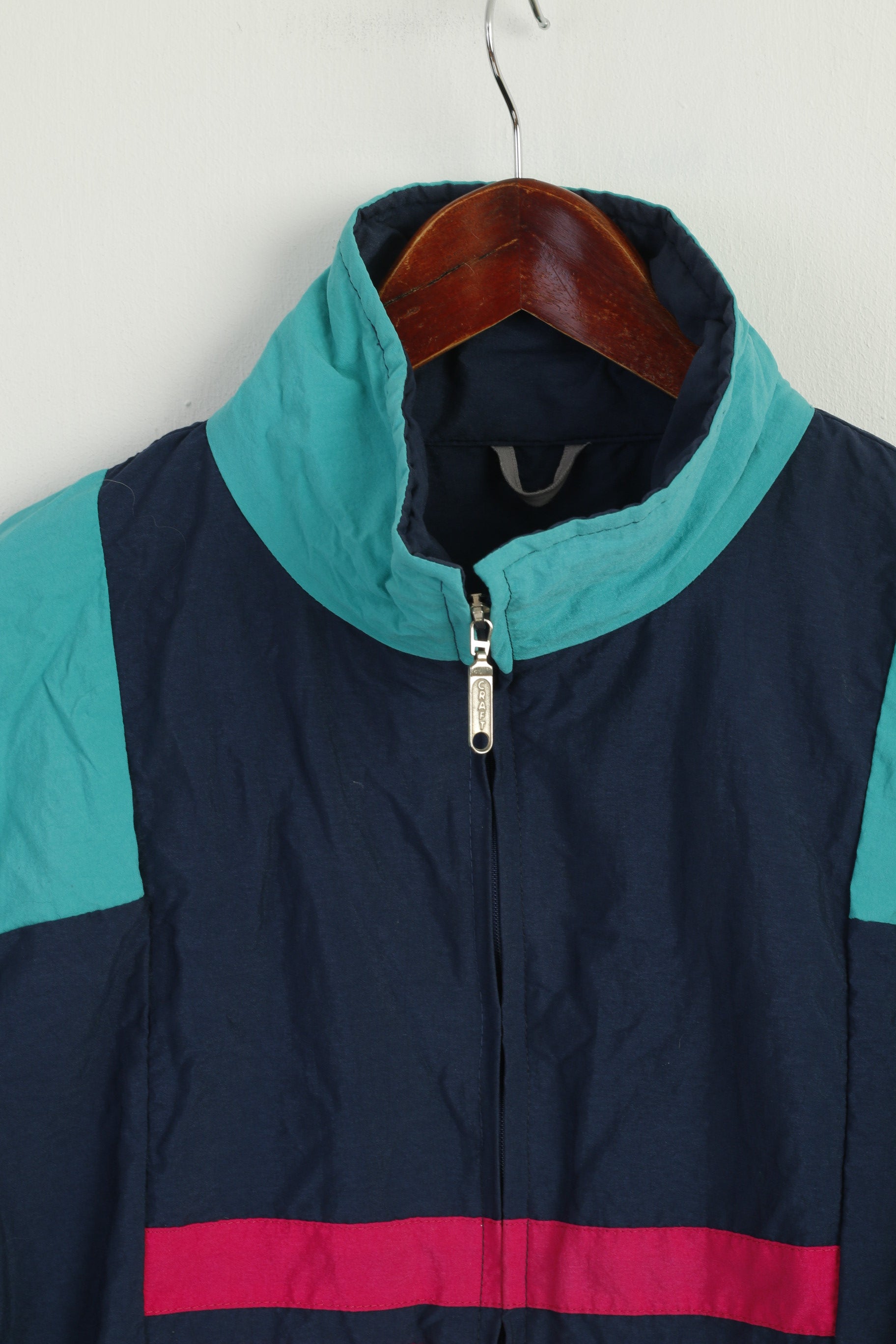 CRAFT Men L Jacket Navy Nylon Tactel Vintage Zip Up Sport Active Top