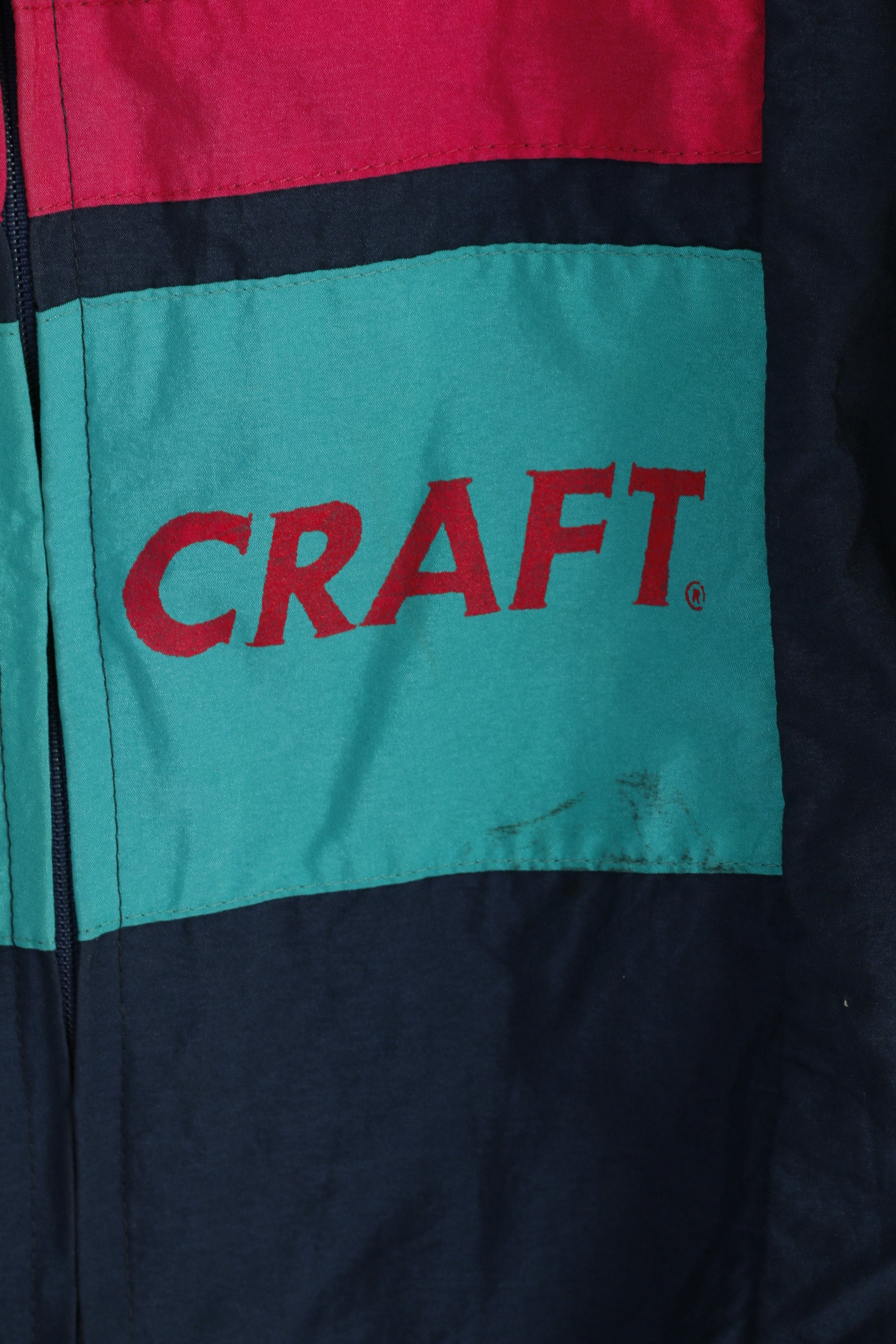 CRAFT Men L Jacket Navy Nylon Tactel Vintage Zip Up Sport Active Top