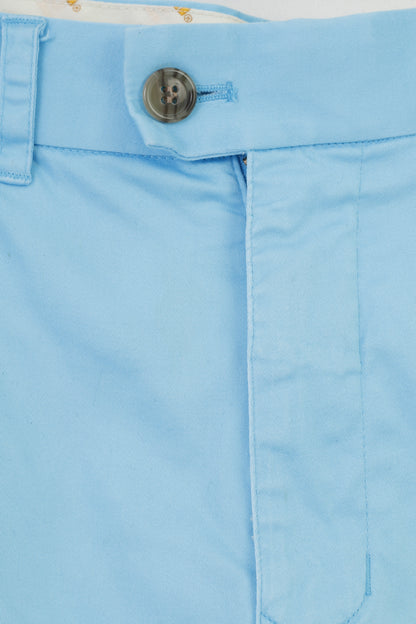 Loud Mouth Men 34 Trousers Blue Elegant Cotton Pockets Belt Loops Wide Leg