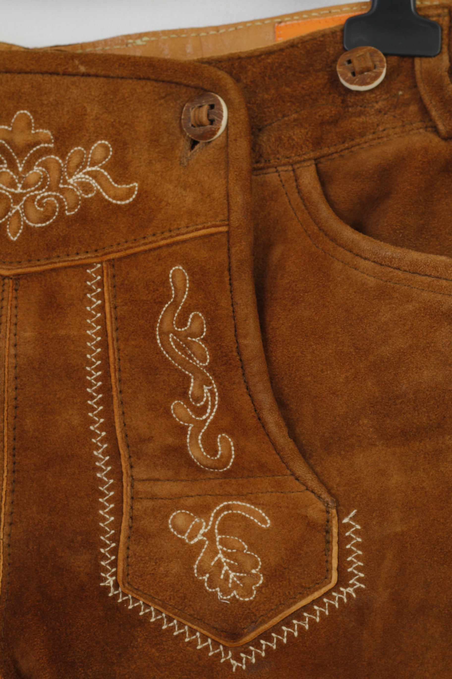 Country Maddox Hommes 48 Pantalon En Cuir Marron Vintage Tyrol Autriche Trachten Western Cowboy Traditionnel Brodé Bas Poches