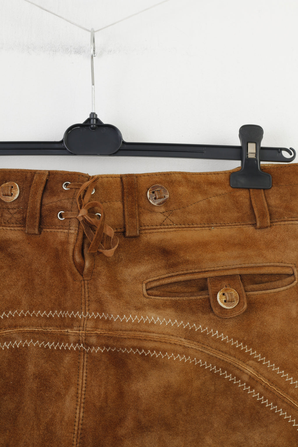 Country Maddox Men 48 Leather Trousers Brown Vintage Tyrol Austria Trachten  Western Cowboy Traditional Emroidered Bottoms Pockets