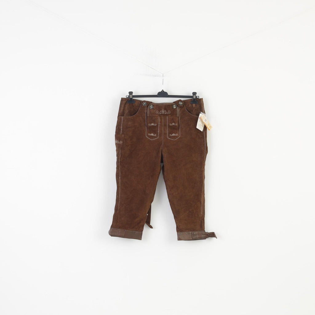  NEW Mode & Preis Versand Men 50 Leather Trousers Dark Brown Vintage Western Suspenders Cowboy Traditional Emroidered Top