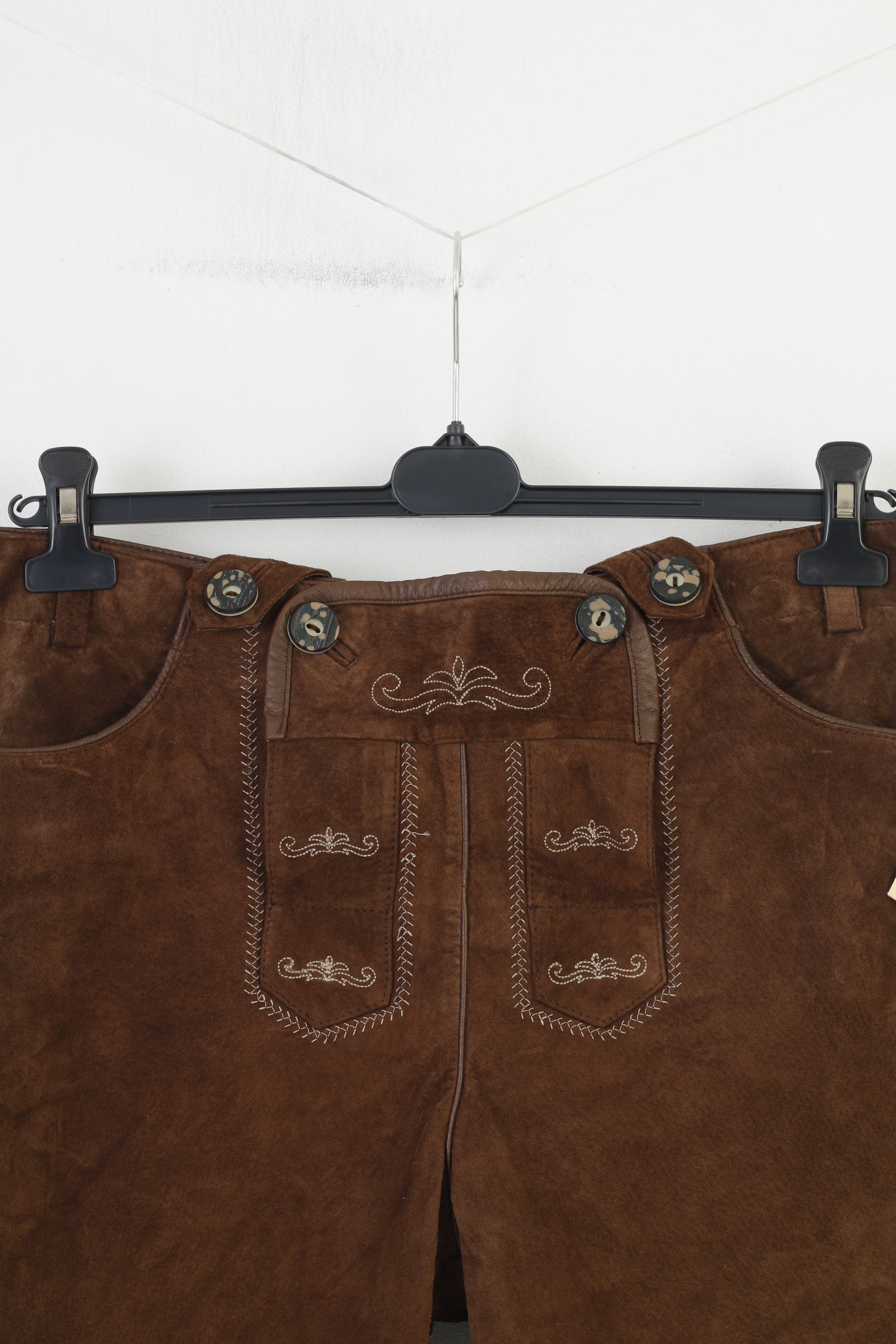 NOUVEAU Mode &amp; Preis Versand Hommes 44 50 Pantalon en cuir Tyrol Autriche Trachten Marron foncé Vintage Western Bretelles Cowboy Traditionnel Brodé