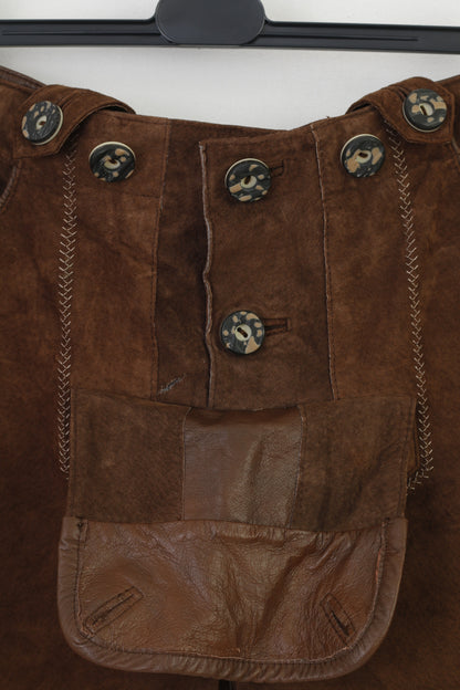 NEW Mode & Preis Versand Men 44 50 Leather Trousers Tyrol Austria Trachten Dark Brown Vintage Western Suspenders Cowboy Traditional Emroidered