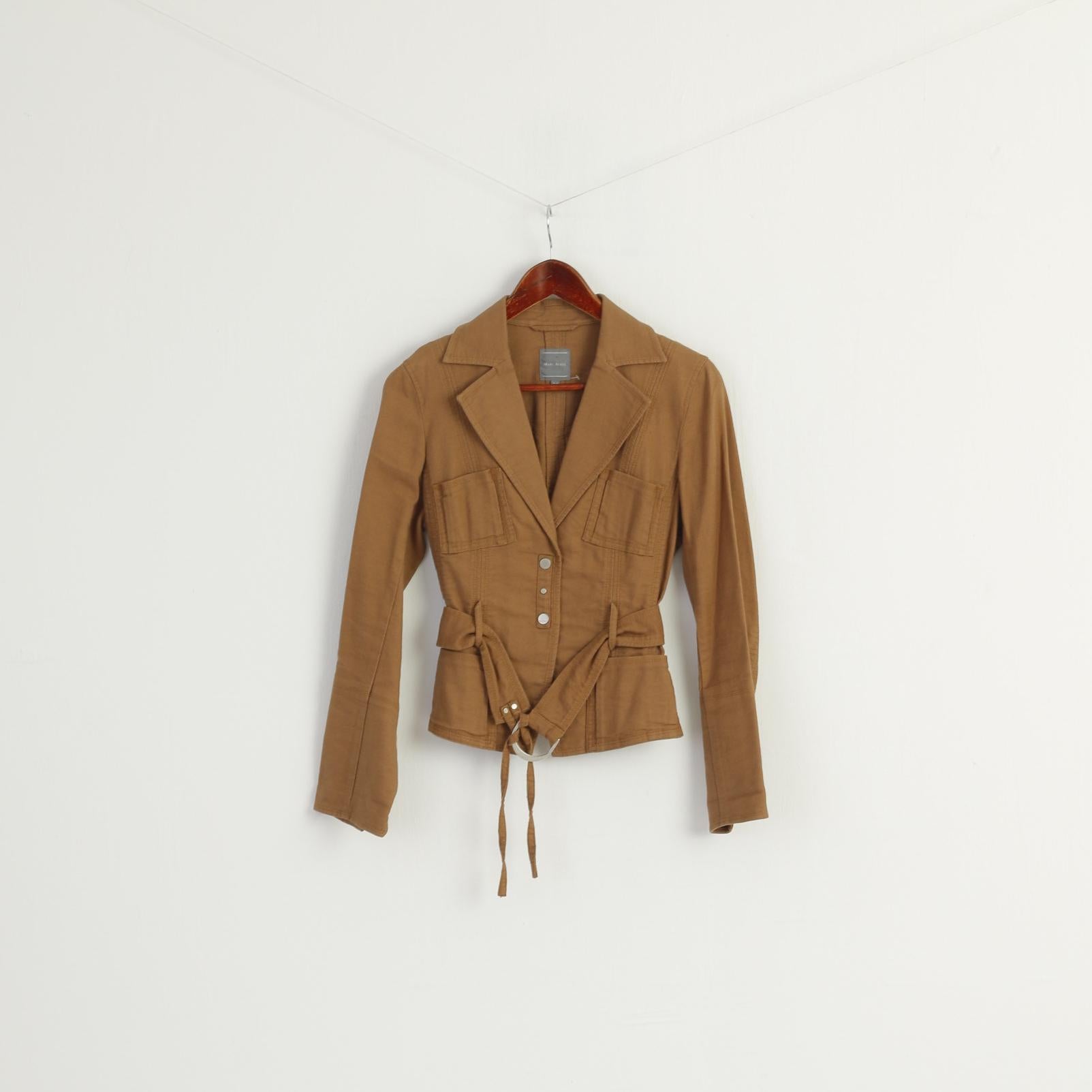 Marc Aurel Women 38 S Blazer Brown Cotton Boho Belted Casual Jacket