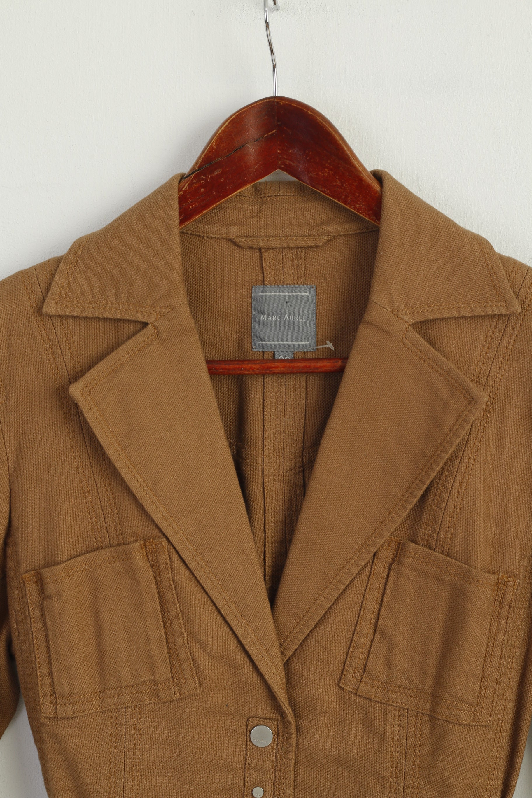 Marc Aurel Women 38 S Blazer Brown Cotton Boho Belted Casual Jacket