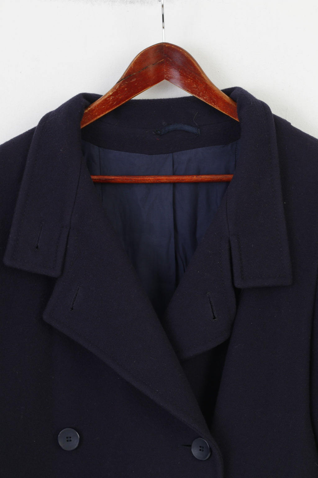 Creation Geissler Woman 42 Coat Wool Navy Breasted Bottoms Winter Vintage