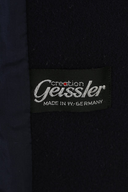 Creation Geissler Woman 42 Coat Wool Navy Breasted Bottoms Winter Vintage