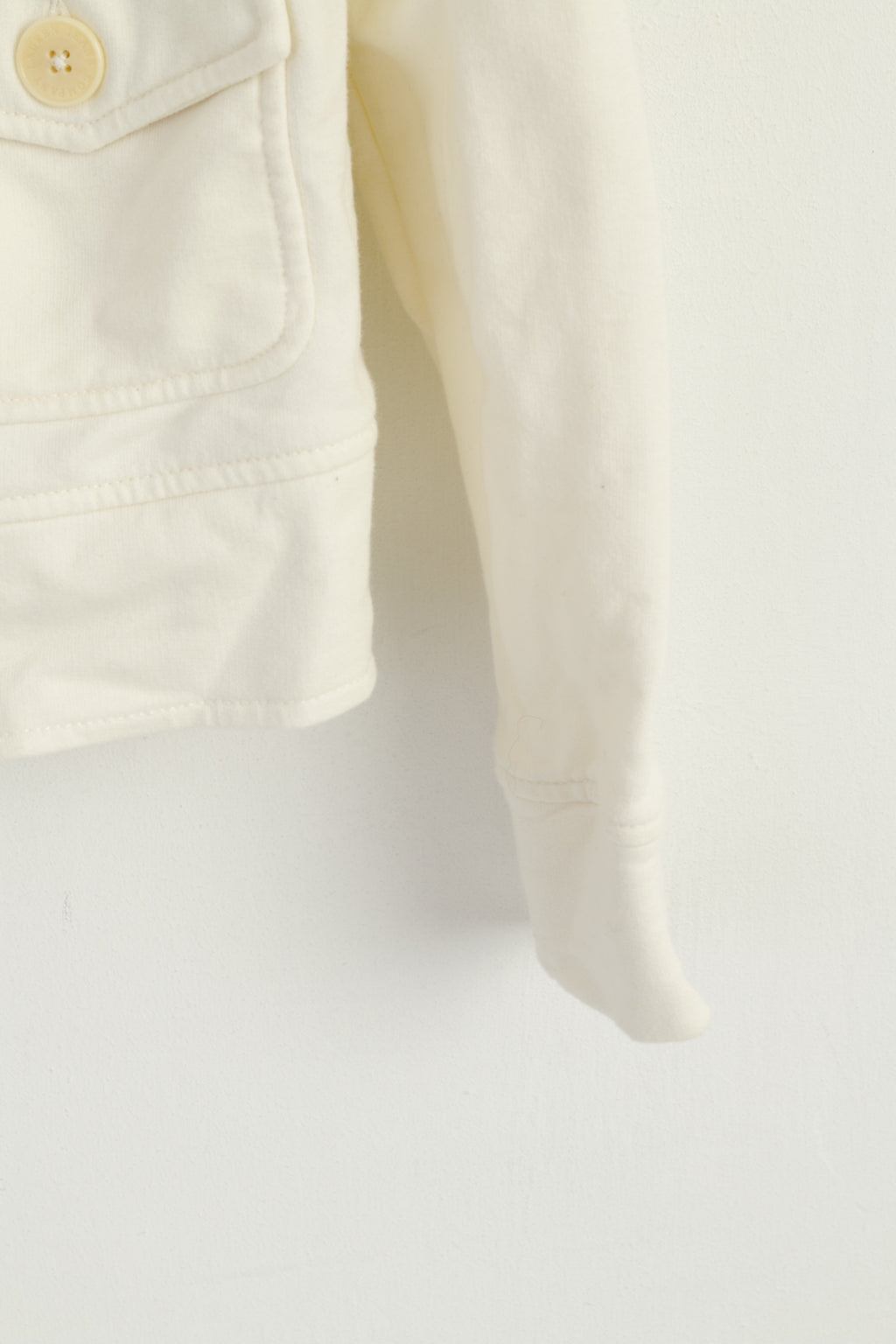 LAUREN Jeans Company Women M Sweatshirt Cream Cotton Buttoned Casual Top