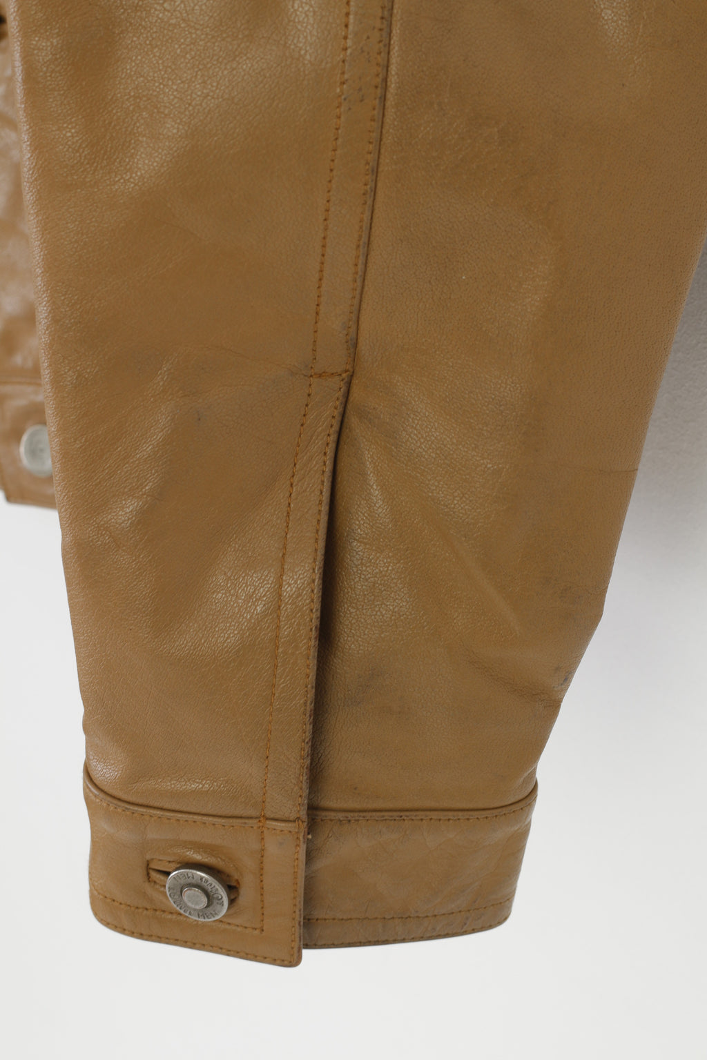 S. Oliver Men L Leather Jacket Brown Collar Bottoms Vintage Pockets Top